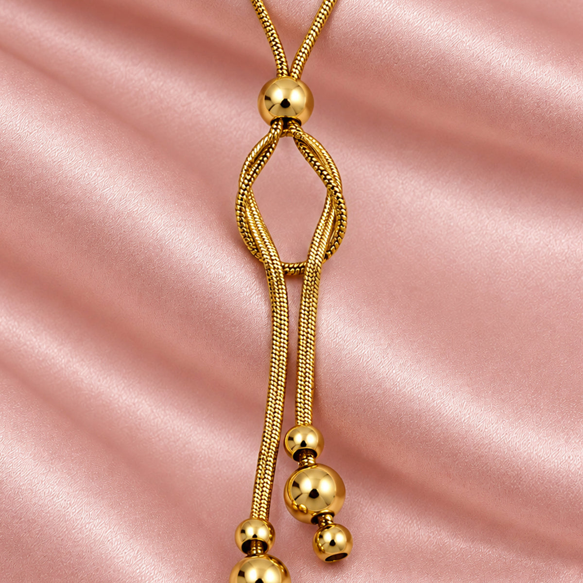 Artklim Elegant Adjustable Beaded Drop Pendant Anti-Tarnish Pendant Necklace