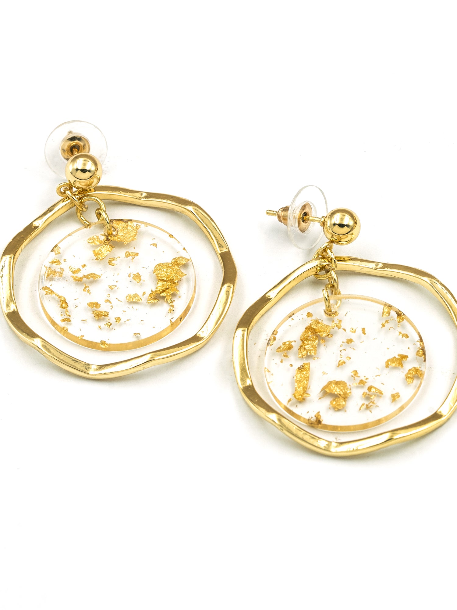 Artklim Gold Flake Round Anti Tarnish Earrings