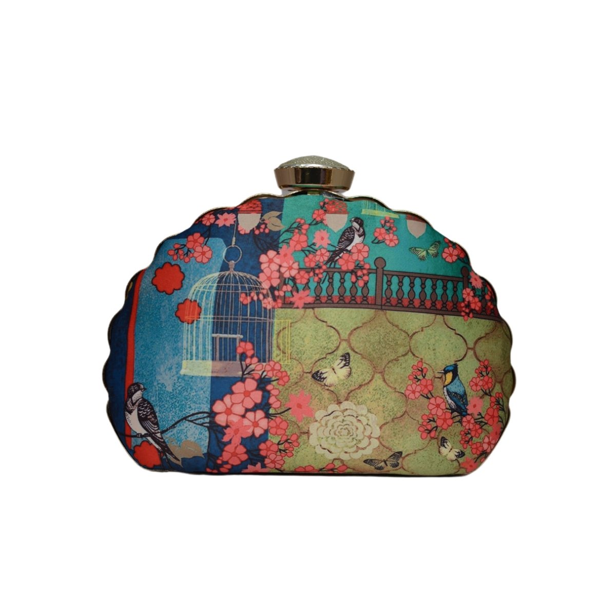 Artklim Open Cage Printed D-shape Clutch