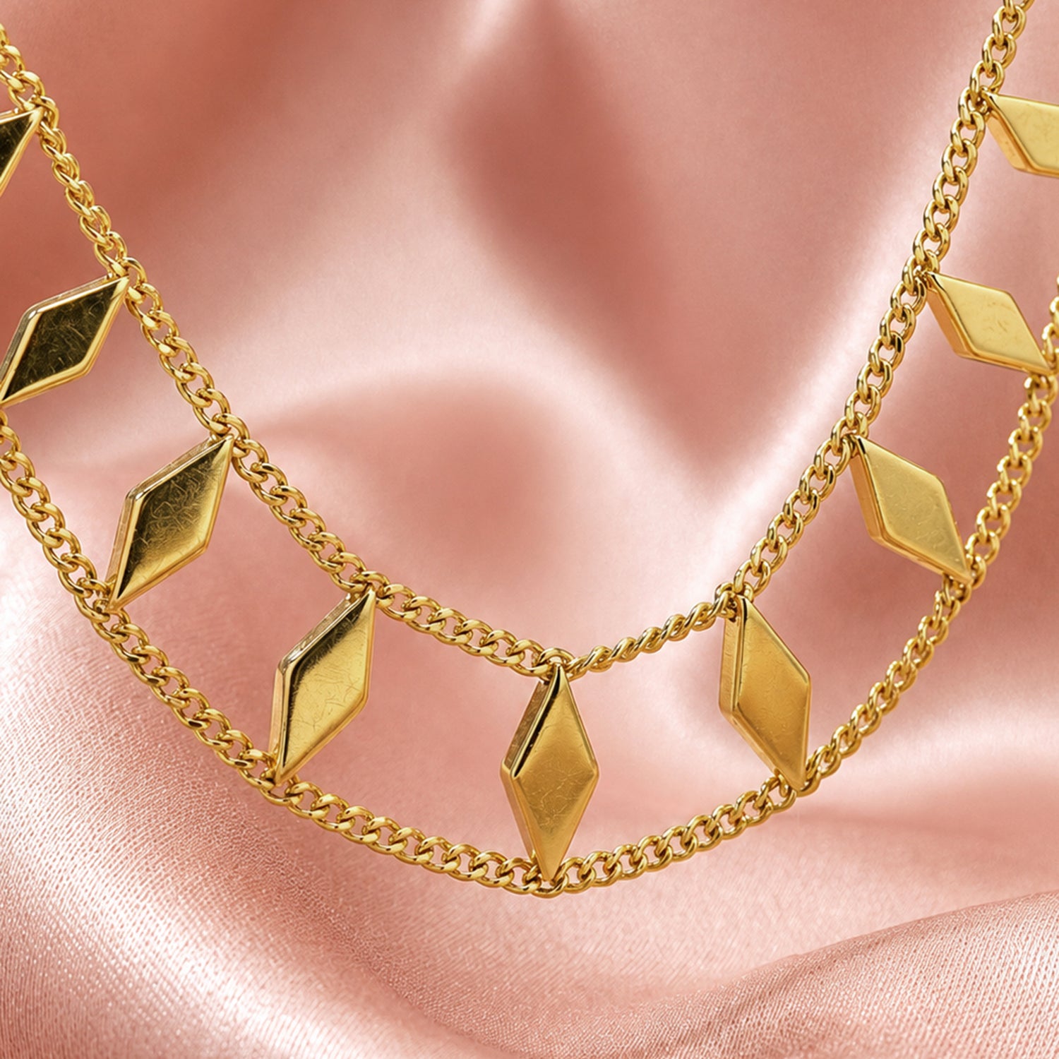 Artklim Geometric Pearl Layered Anti-Tarnish Pendant Necklace