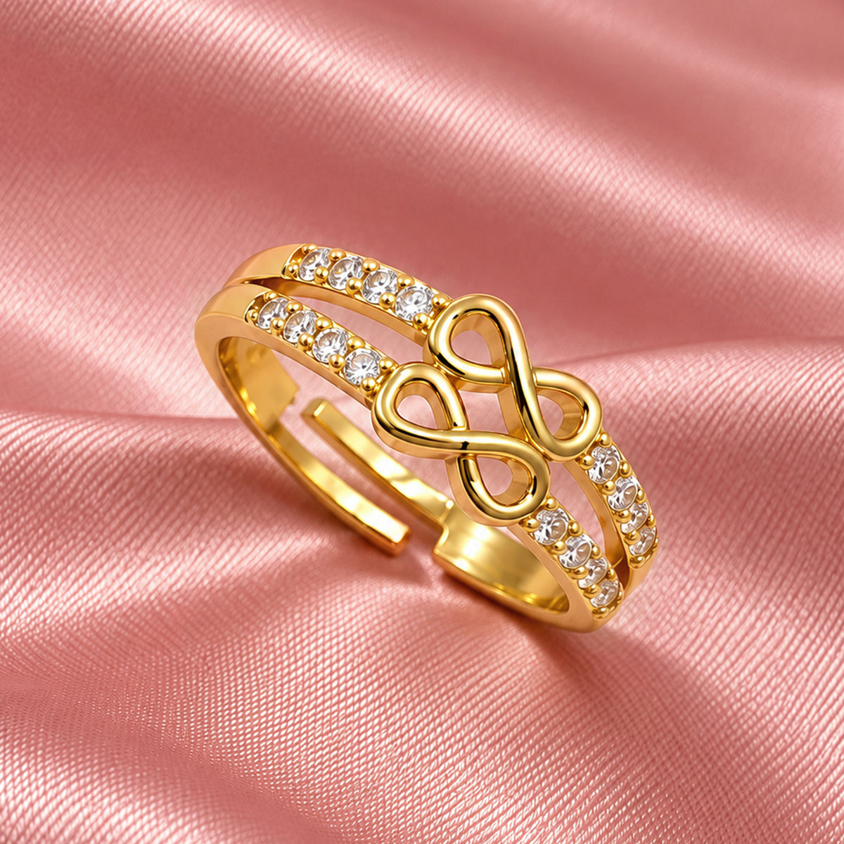 Artklim Crystal Infinity Gold-Tone Anti-Tarnish Ring