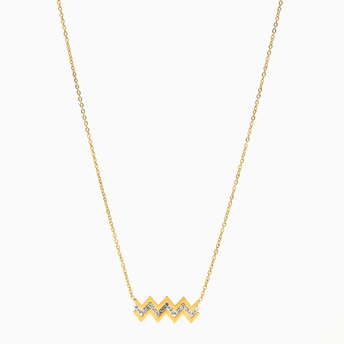 Artklim Gold Plated Zig-Zag Pendant Necklace