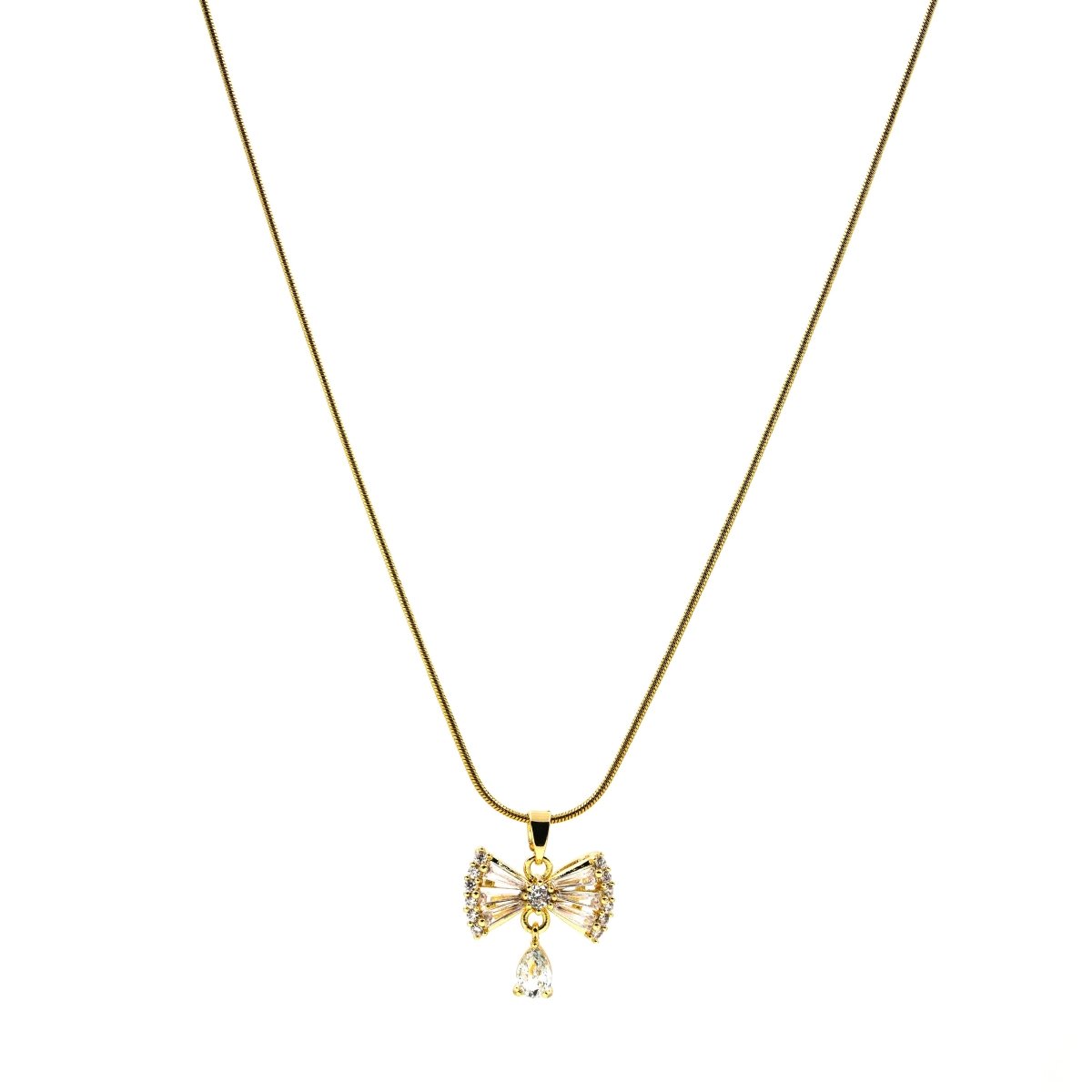 Artklim Gold Plated Bow Style Pendant Necklace