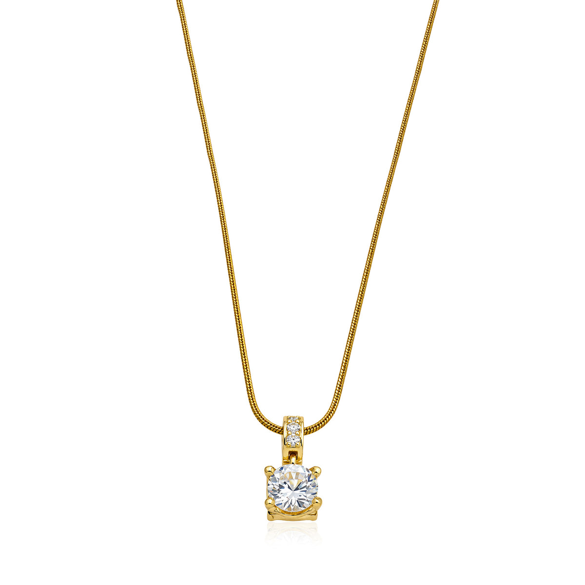 Artklim Brilliant Round Cut Crystal Gold-Tone Anti-Tarnish Pendant Necklace