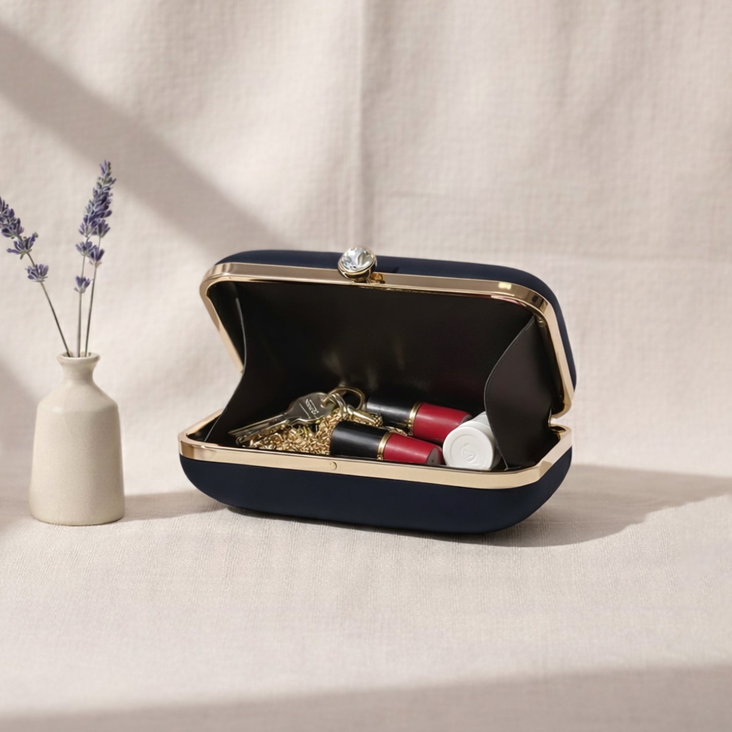 Artklim Black Based Dancing Lady Portrait Printed Clutch