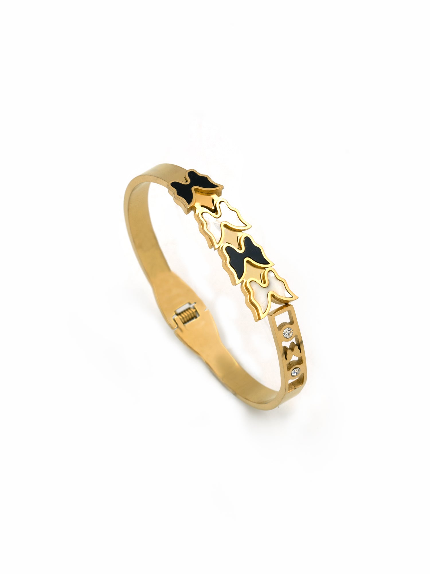 Artklim Enamel Clover Charm Gold-Plated Bracelet