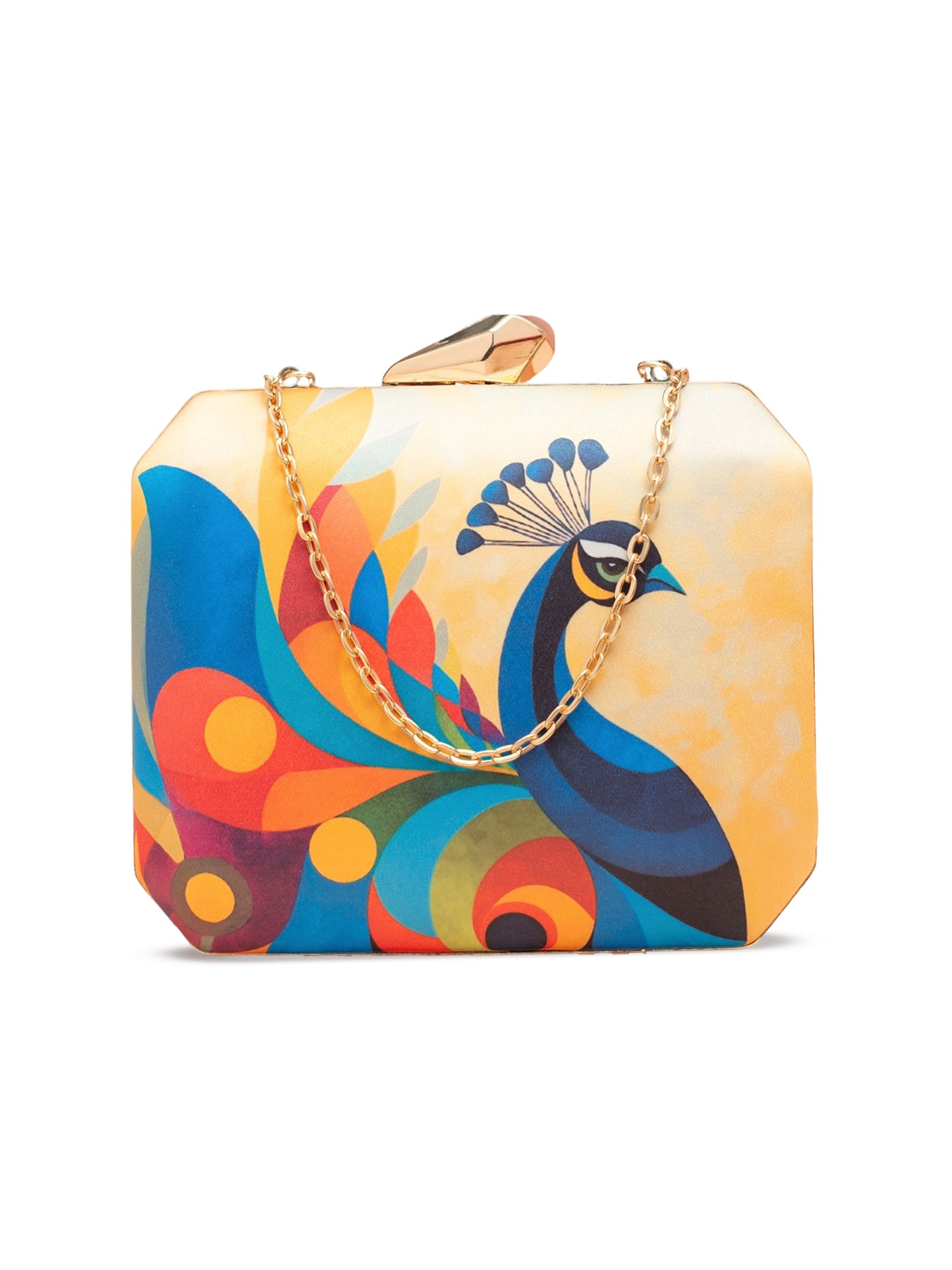 Artklim Peacock Prism Printed Clutch