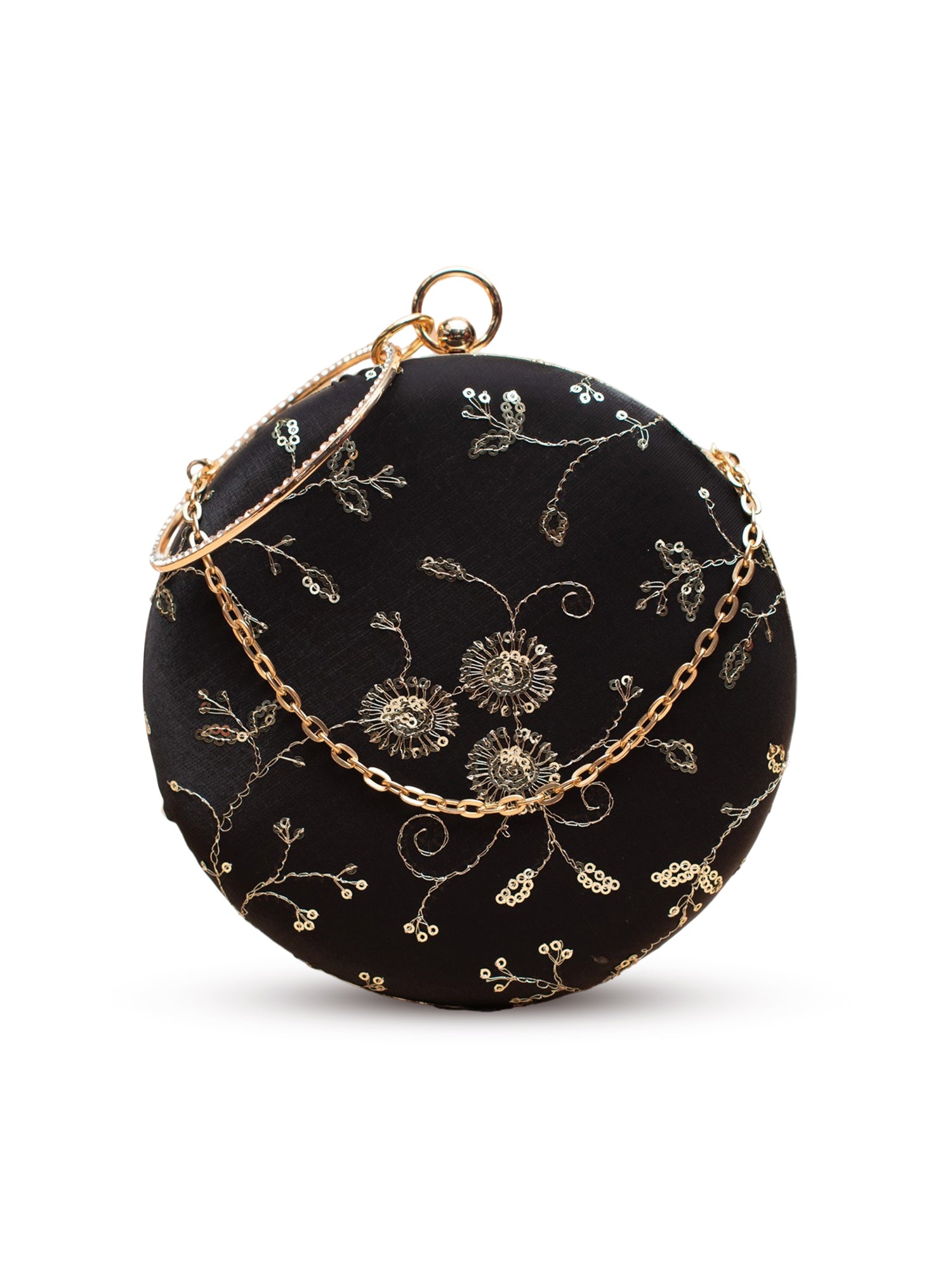 Artklim Black with Gold Floral Embroidery