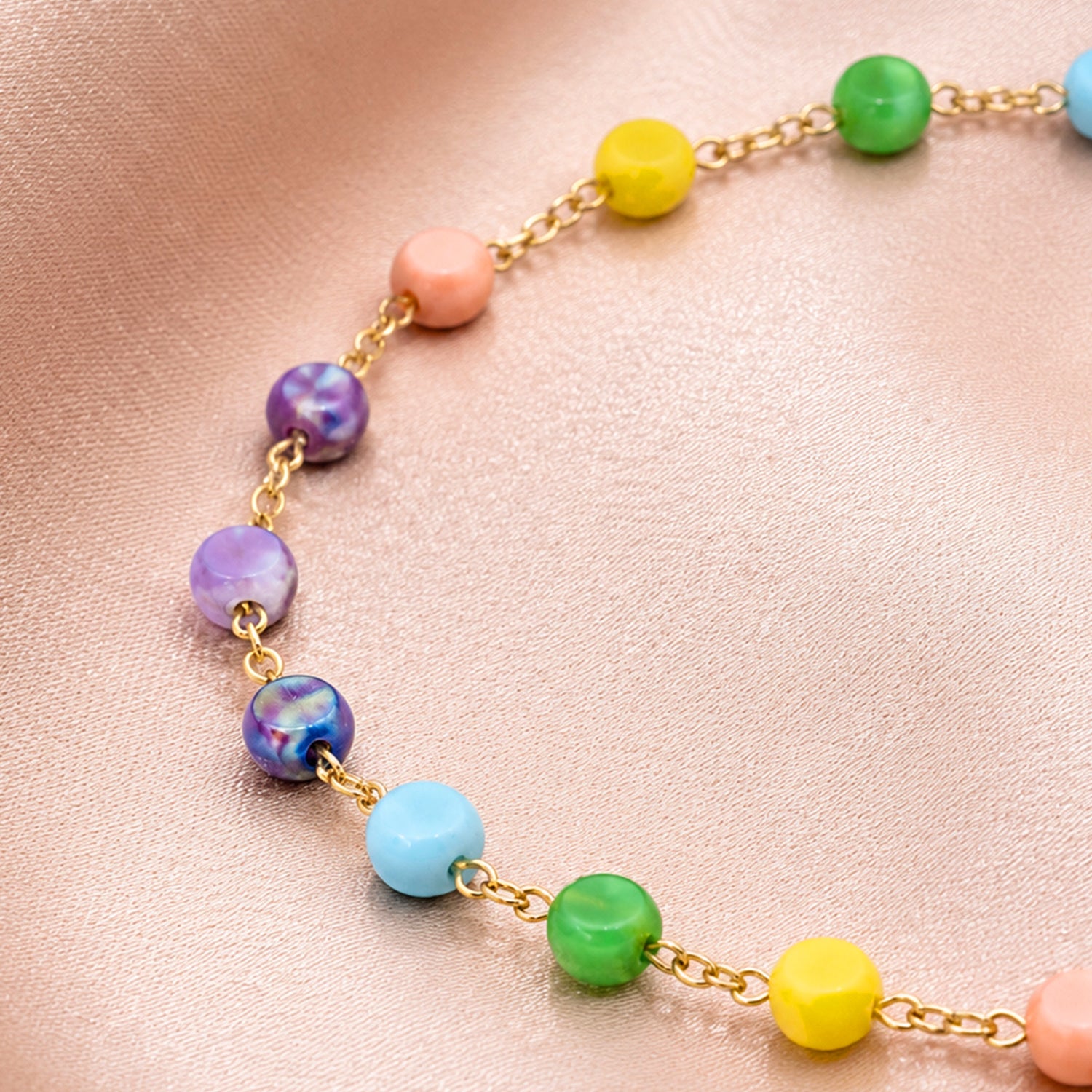 Artklim Colorful Candy Bead Chain Anti-Tarnish Anklet