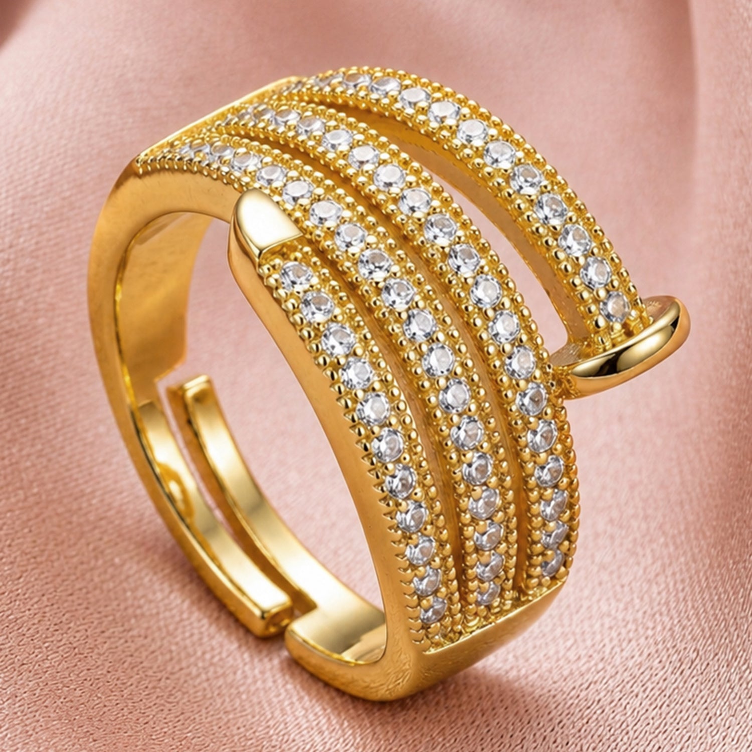 Artklim Multi-Layer Crystal Band Anti-Tarnish Ring