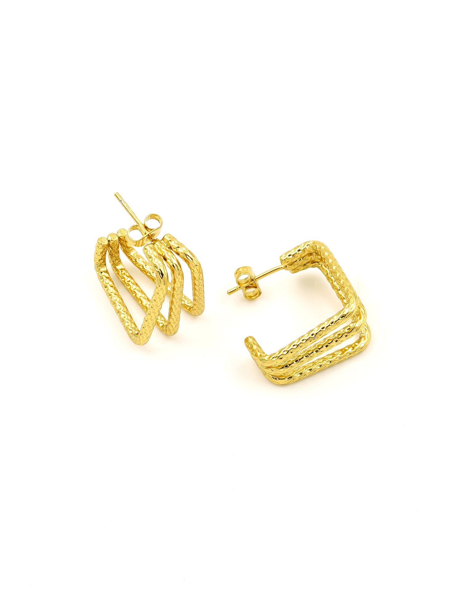 Artklim Golden Chevron Hoops Anti-Tarnish Earrings