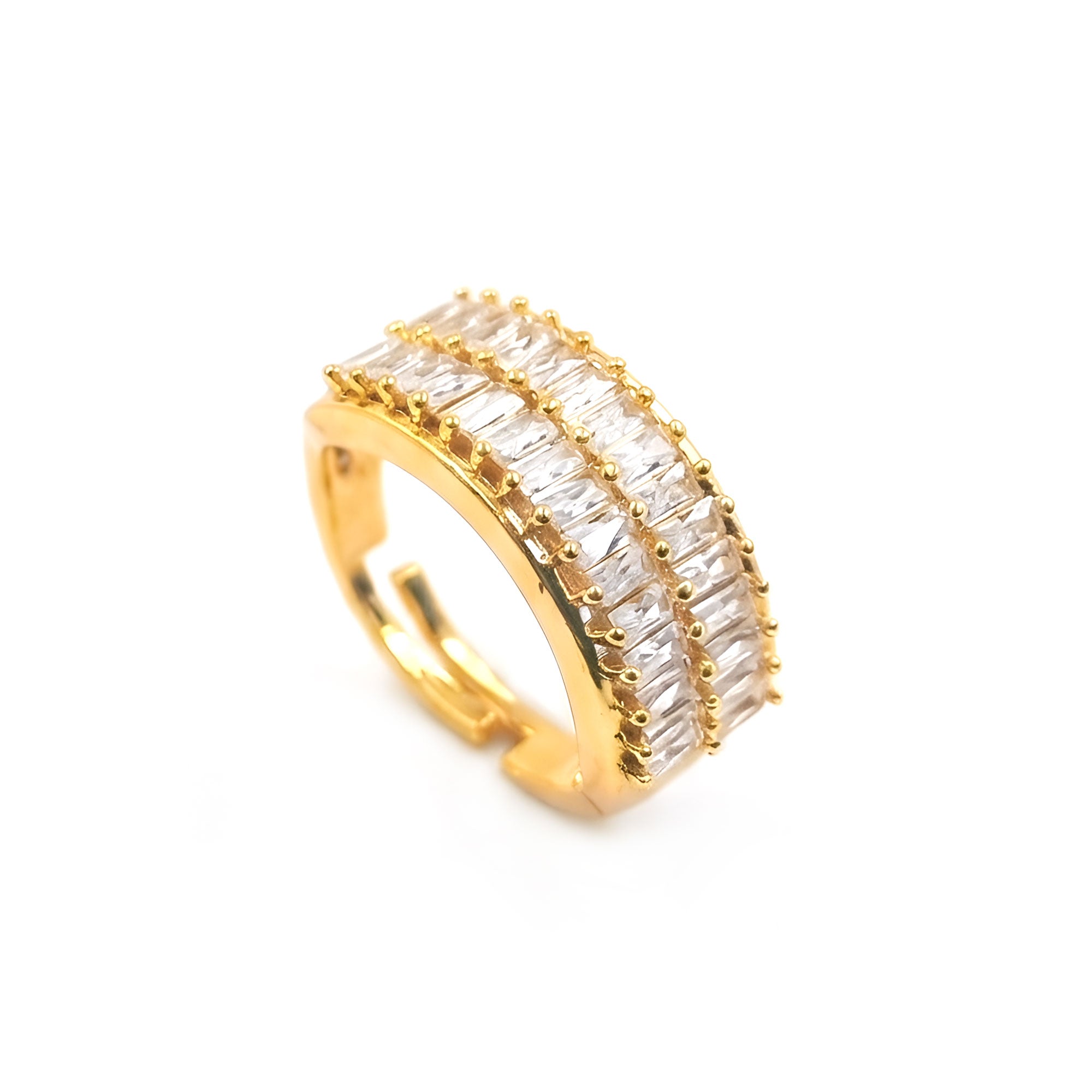 Artklim Gold-Plated Linear Crystal Design Anti-Tarnish Ring