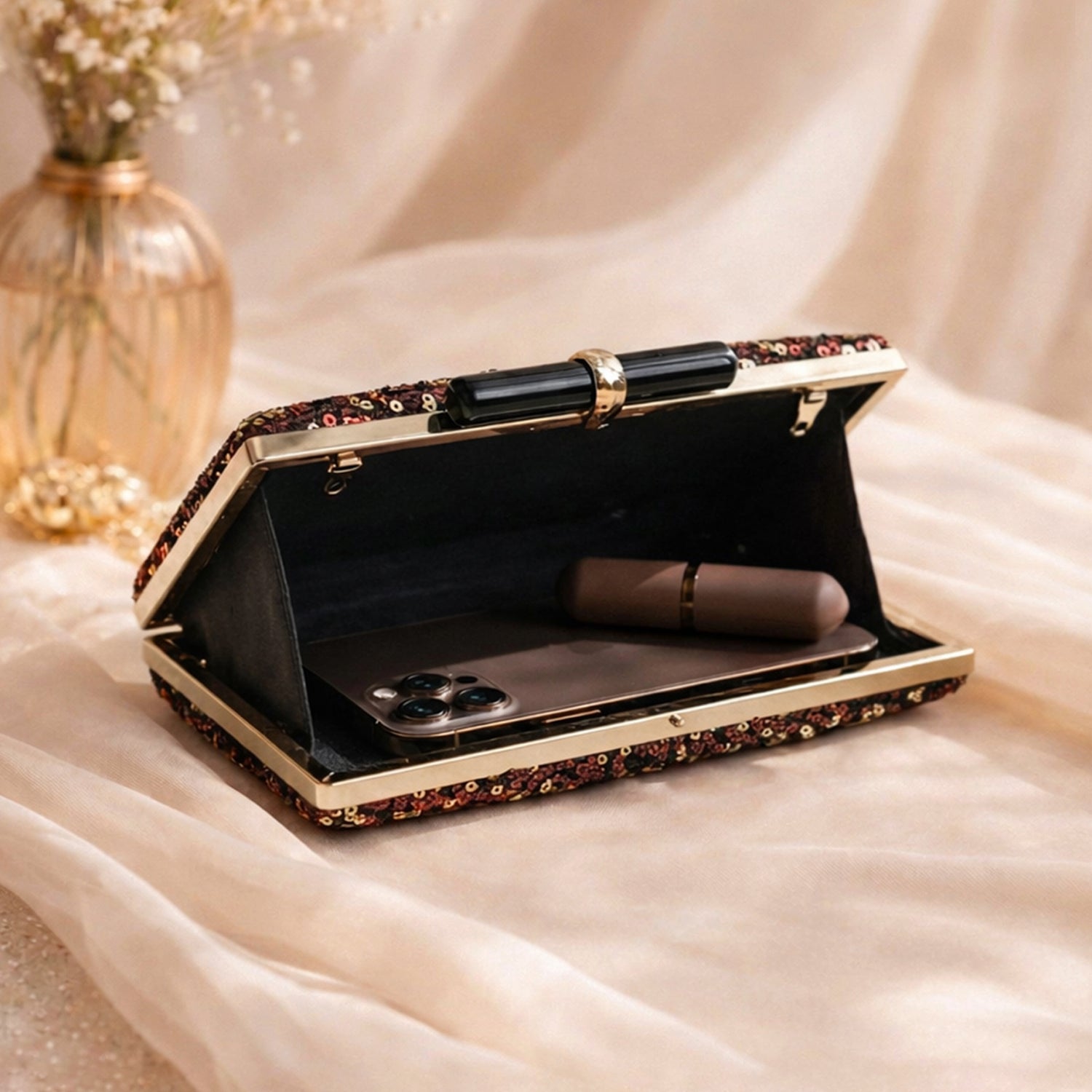 Artklim Red Designer Embroidred Clutch