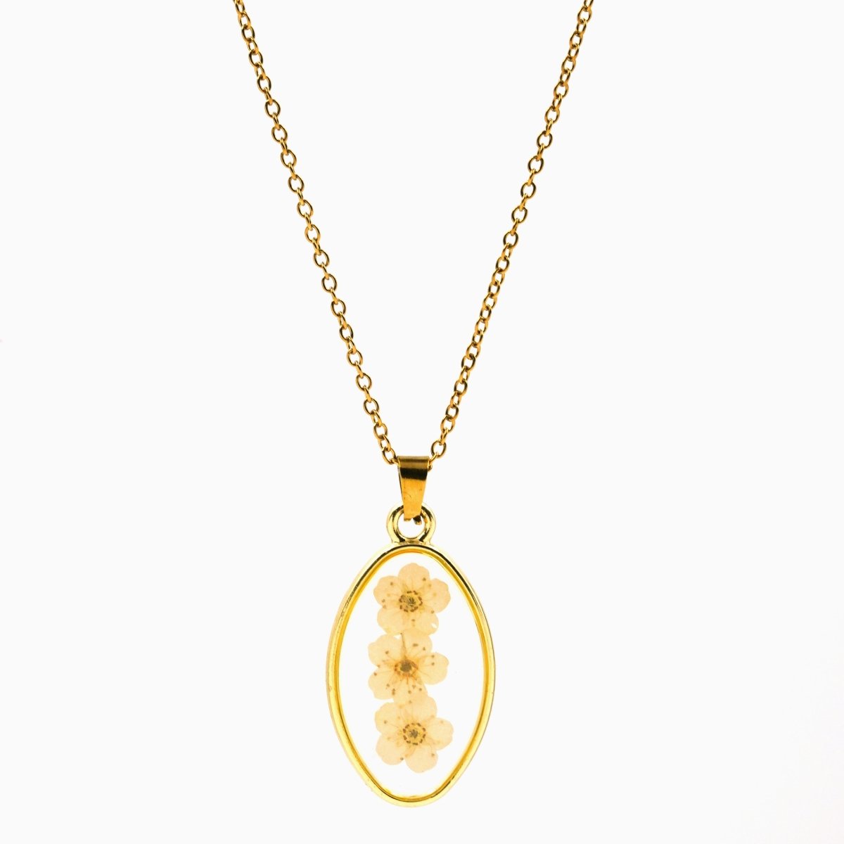 Artklim Gold Plated Oval Shaped Floral Pendant Necklace