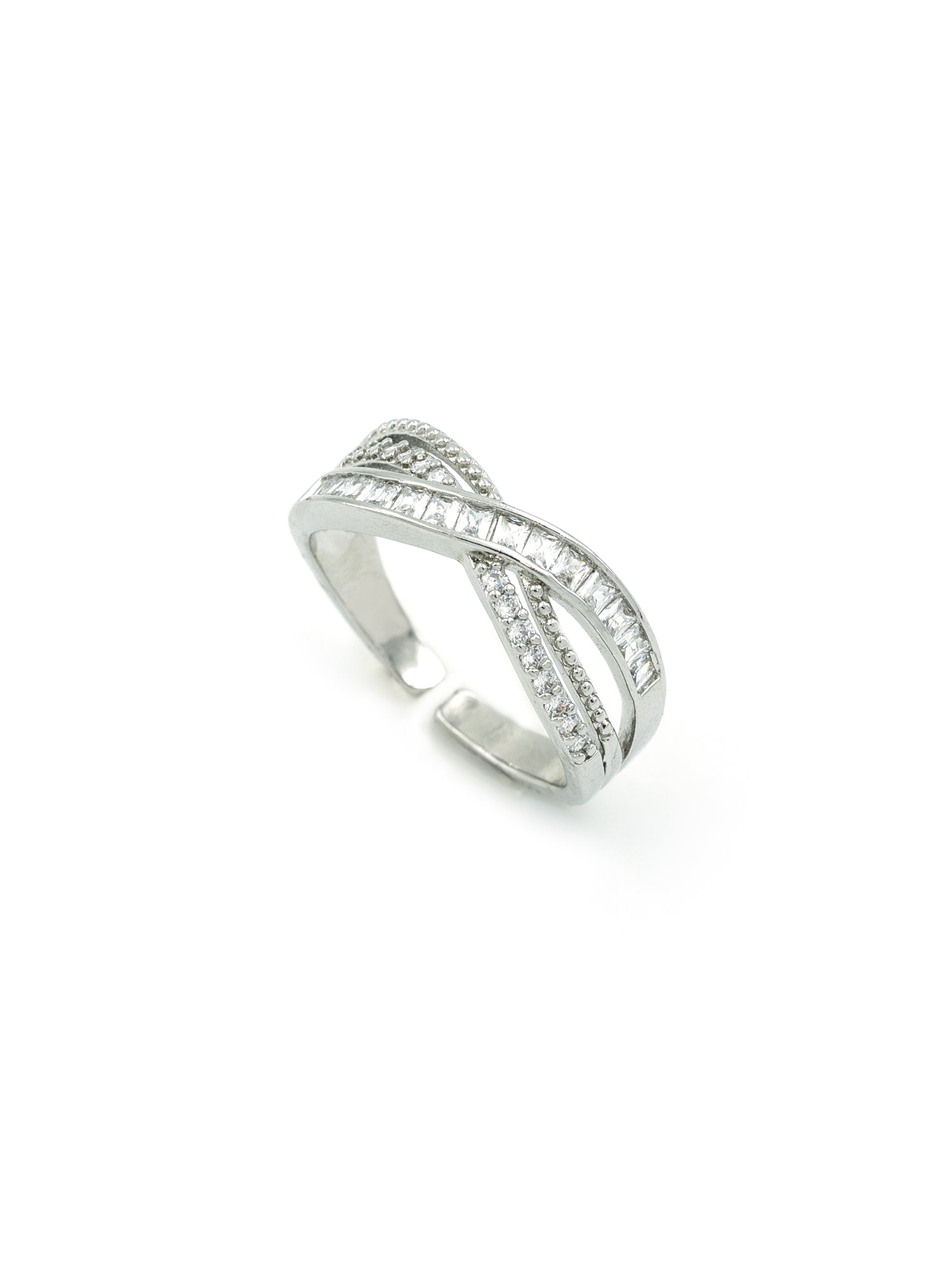 Artklim Sliver- Tone Twist Elegance Anti-Tarnish Ring