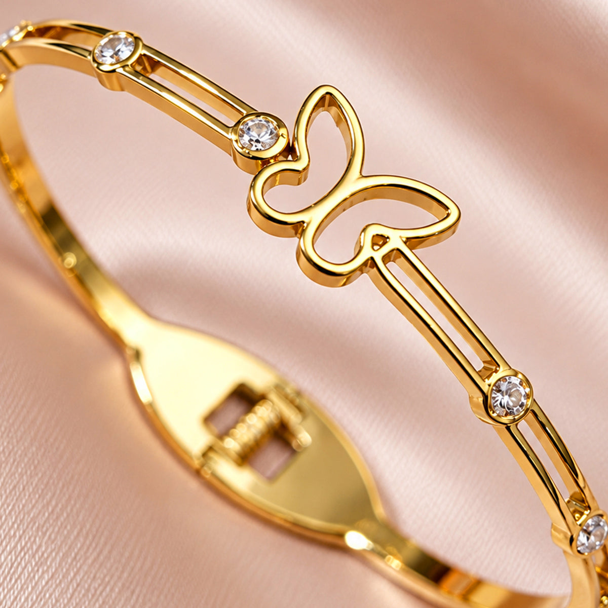 Artklim Cute Butterfly Crystal Gold-Tone Anti-Tarnish Kids Bracelet