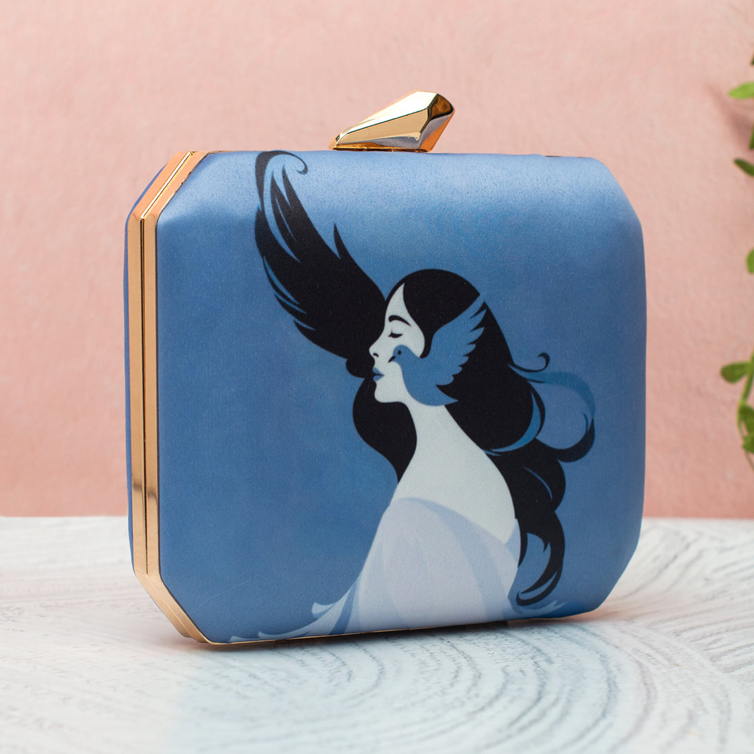 Artklim Blue Women Silhouette Printed Clutch