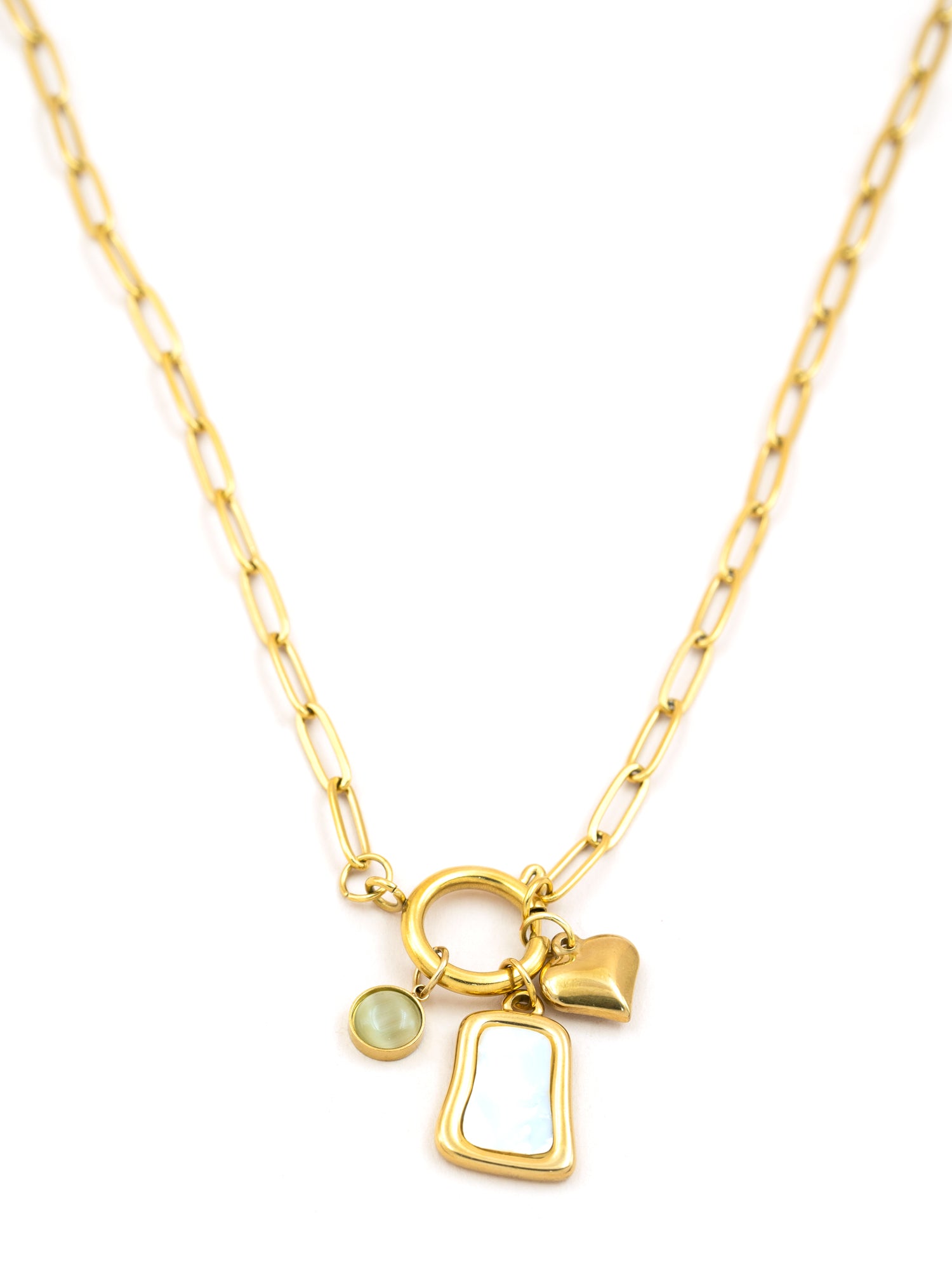 Artklim Heart and White MOP Anti Tarnish Pendant