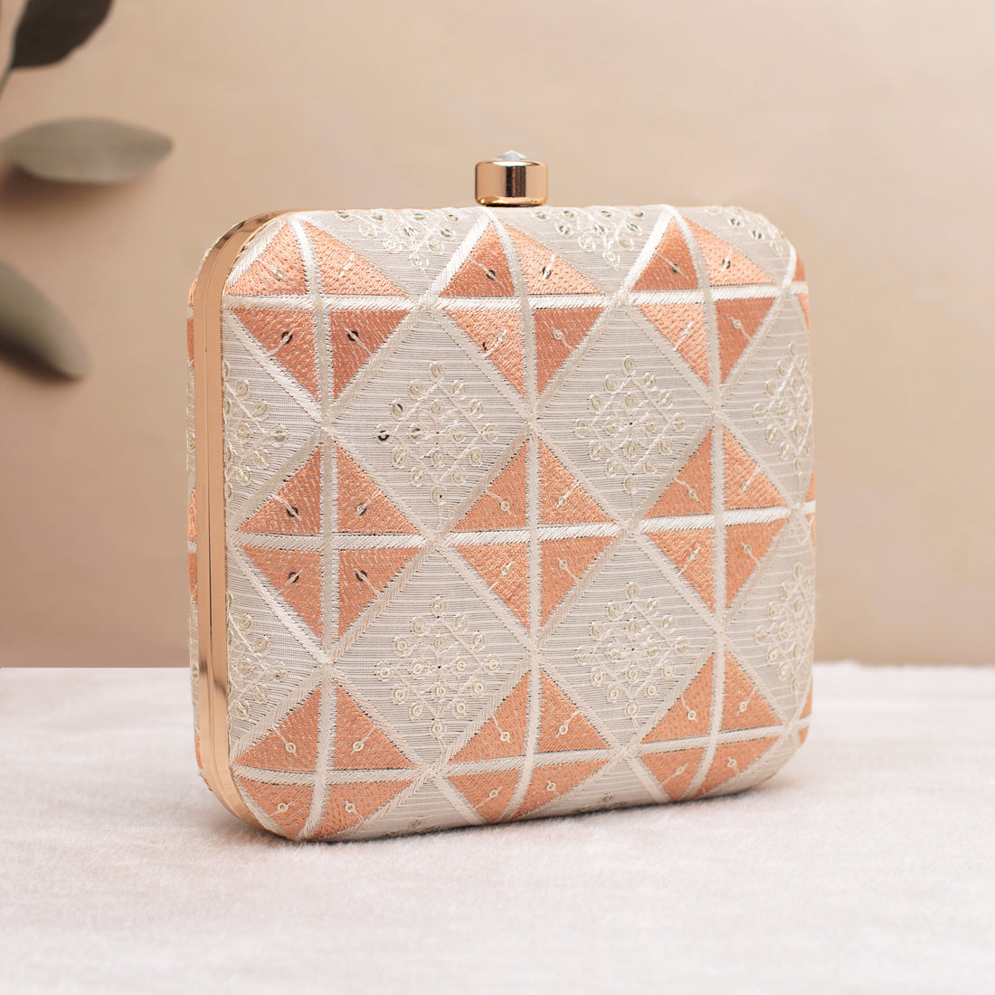 Artklim Peach Prism Embroidered Clutch
