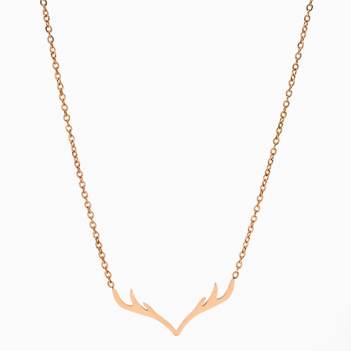 Artklim Rose Gold Minimal Antlers Pendant Necklace