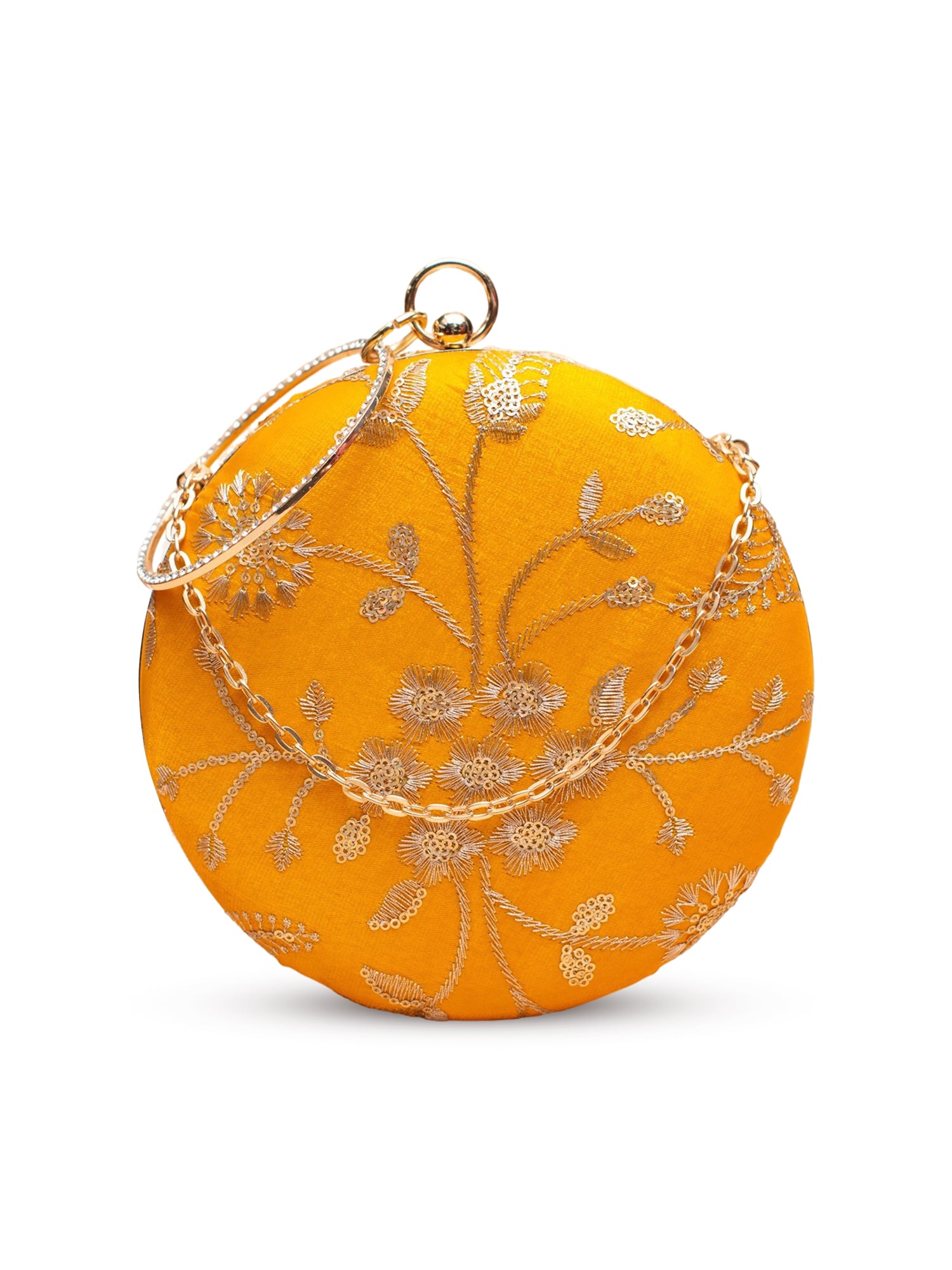 Artklim Mustard Yellow with Floral Zari Embroidery