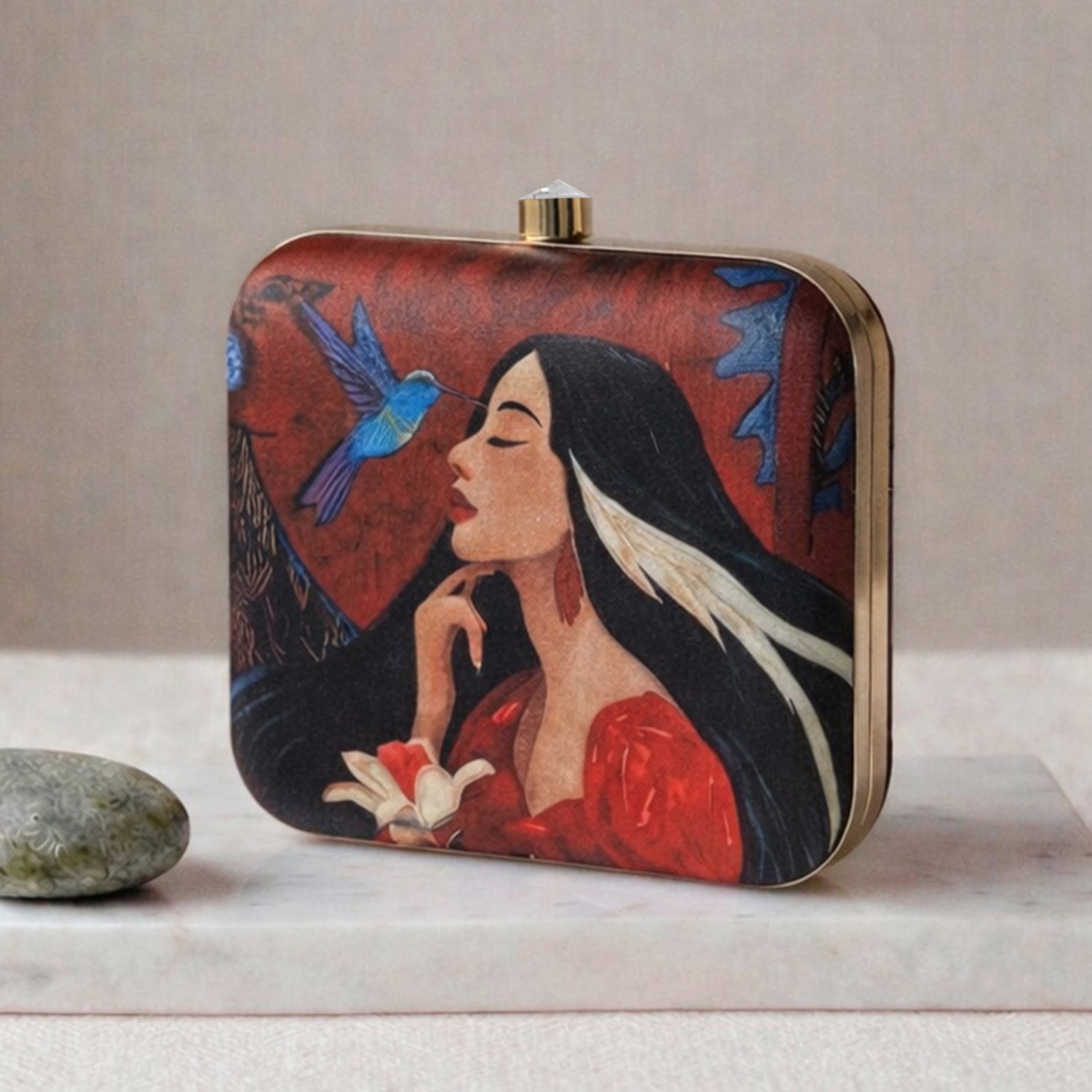 Artklim The Hummingbird Dreamscape Printed Clutch