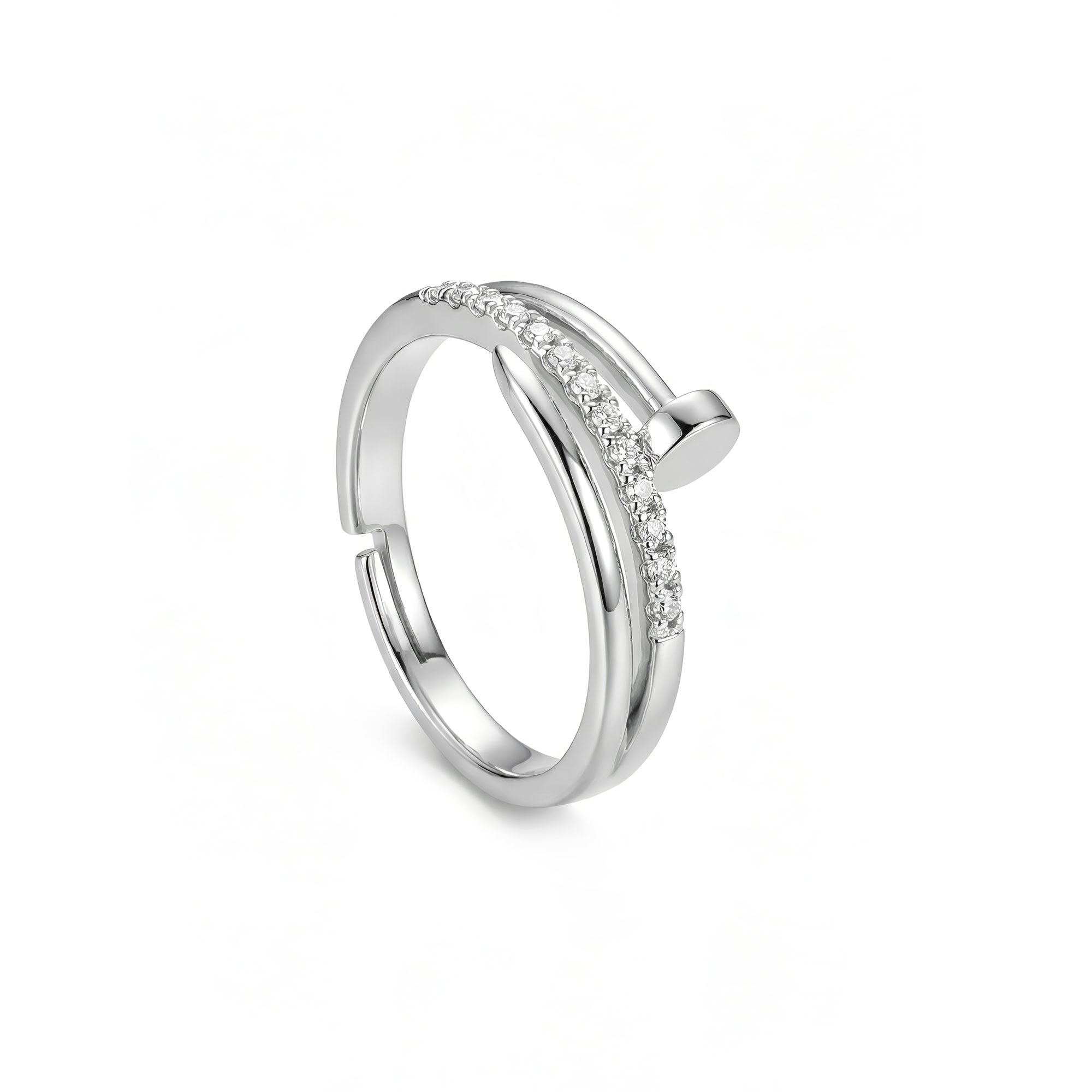 Artklim Silver Plated Crystal Design Anti-Tarnish Ring