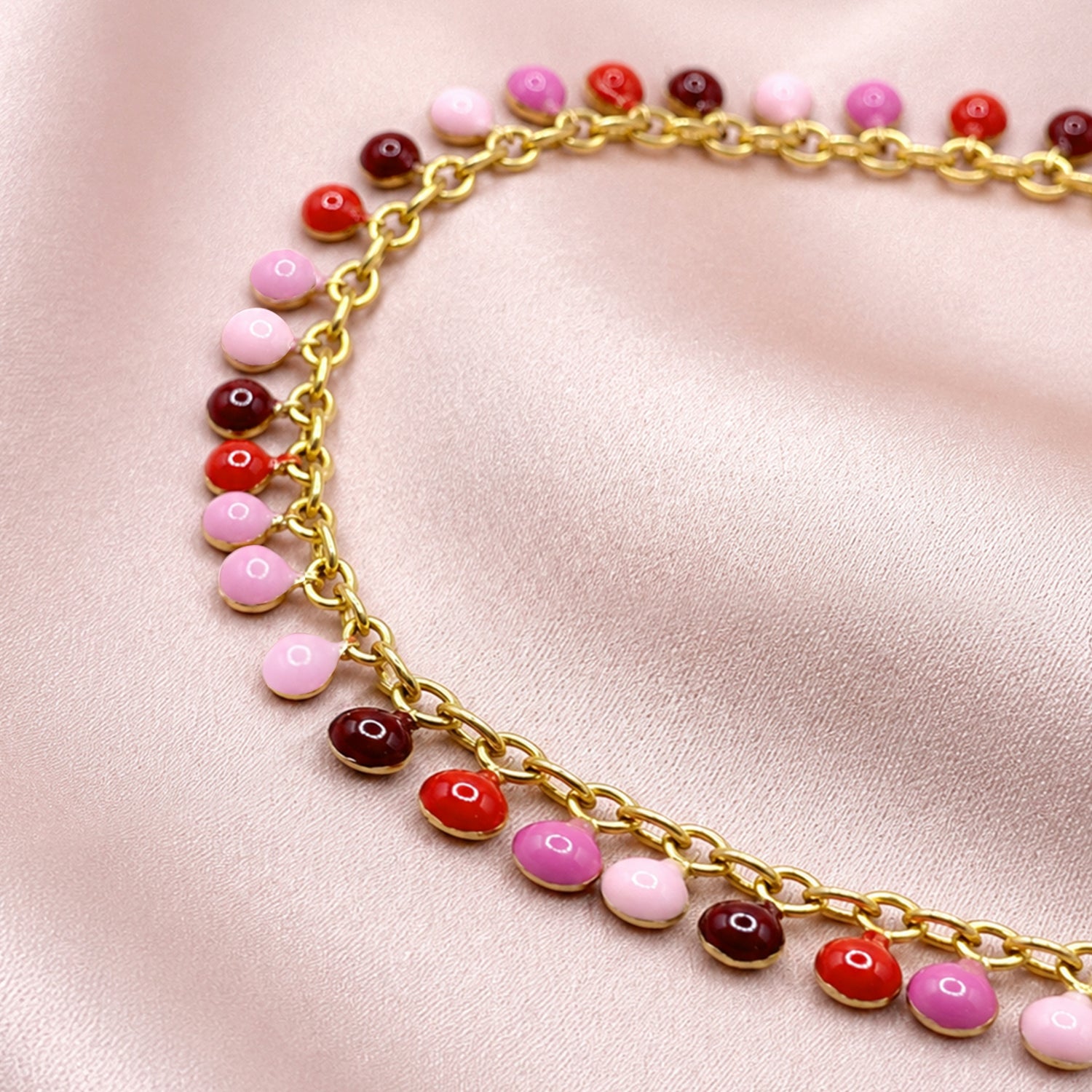 Artklim Colorful Round Bead Chain Anti-Tarnish Anklet