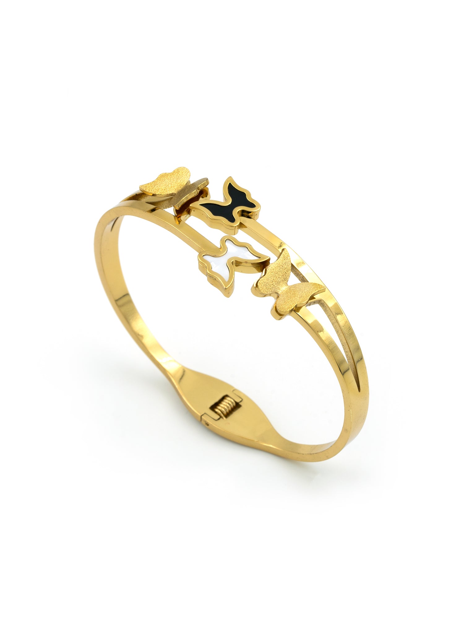 Artklim Gold Plated Dual Charm Butterfly Anti Tarnish Bracelet