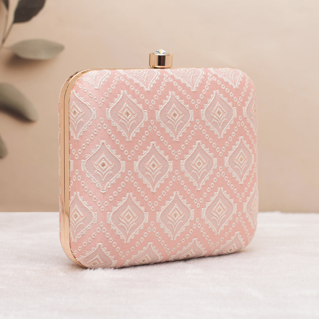 Artklim Pink Bloom Embroidery Clutch