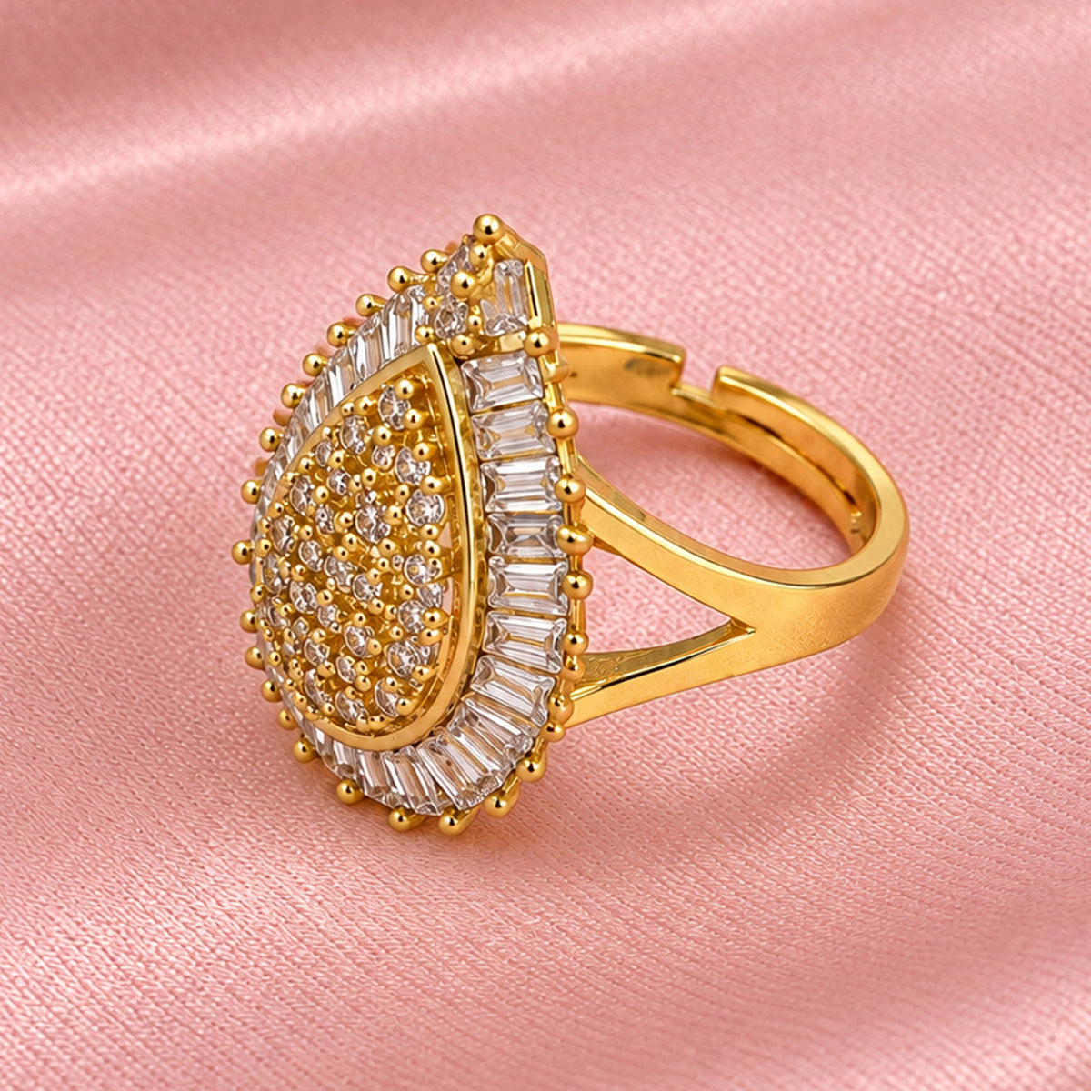 Artklim Teardrop Crystal Gold-Tone Statement Anti-Tarnish RingArtklim Teardrop Crystal Gold-Tone Statement Anti-Tarnish Ring