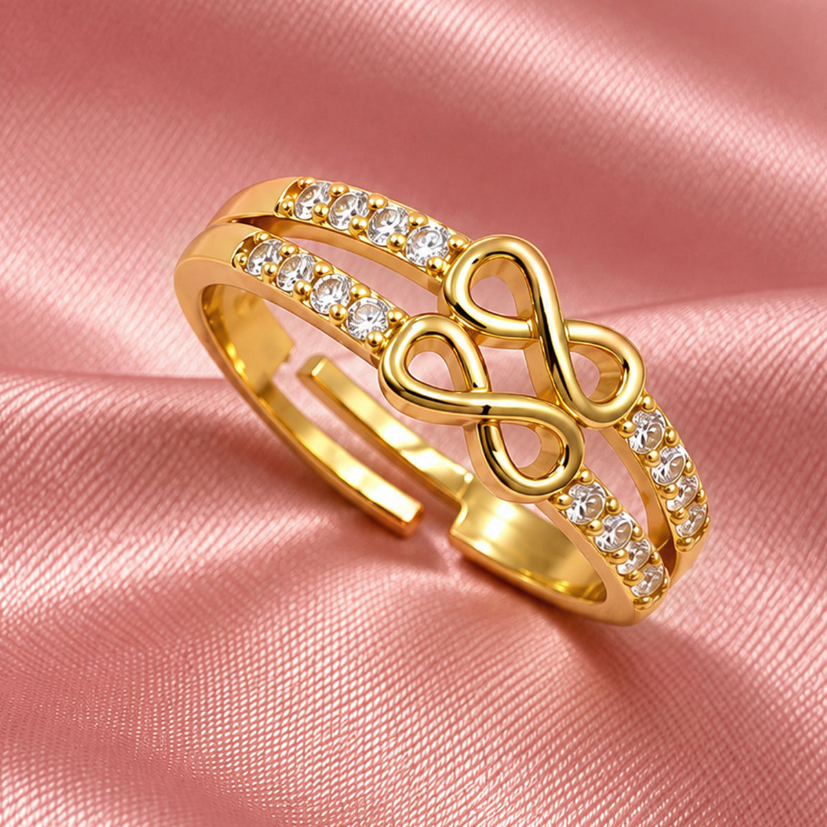Artklim Crystal Infinity Gold-Tone Anti-Tarnish Ring