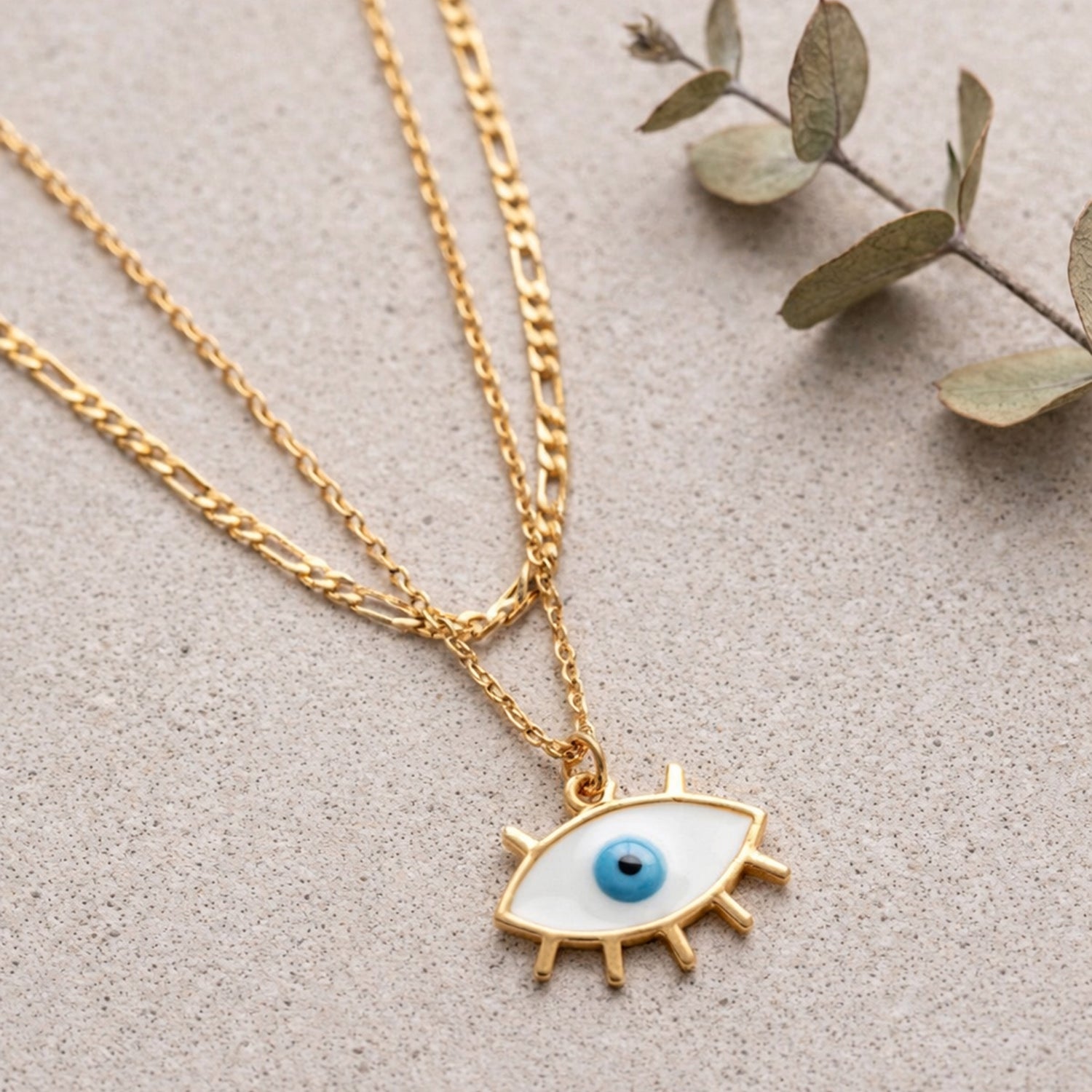 Artklim Minimalist Gold Evil Eye Anti-Tarnish Necklace