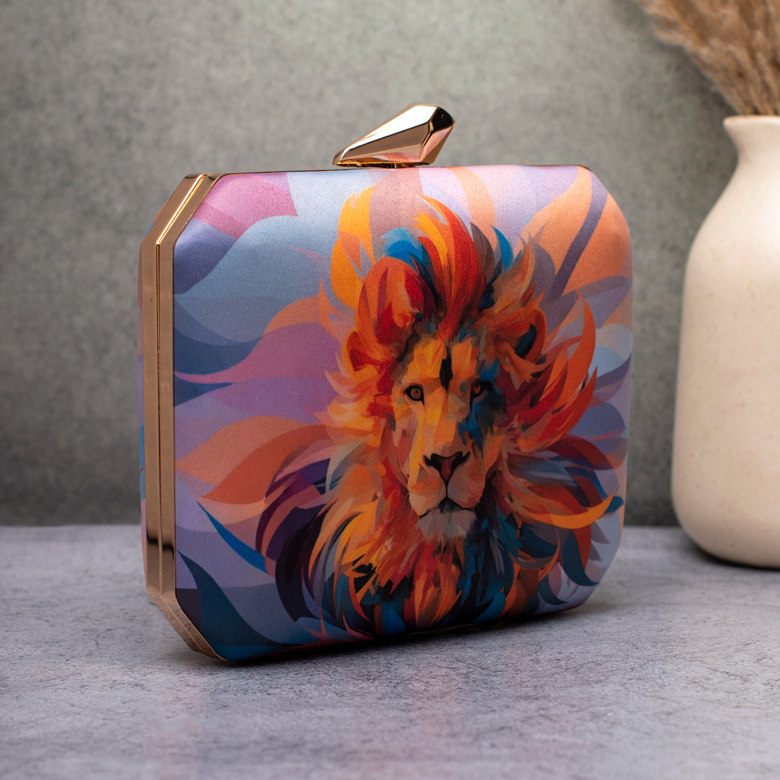Artklim Colourful Lion Printed Clutch
