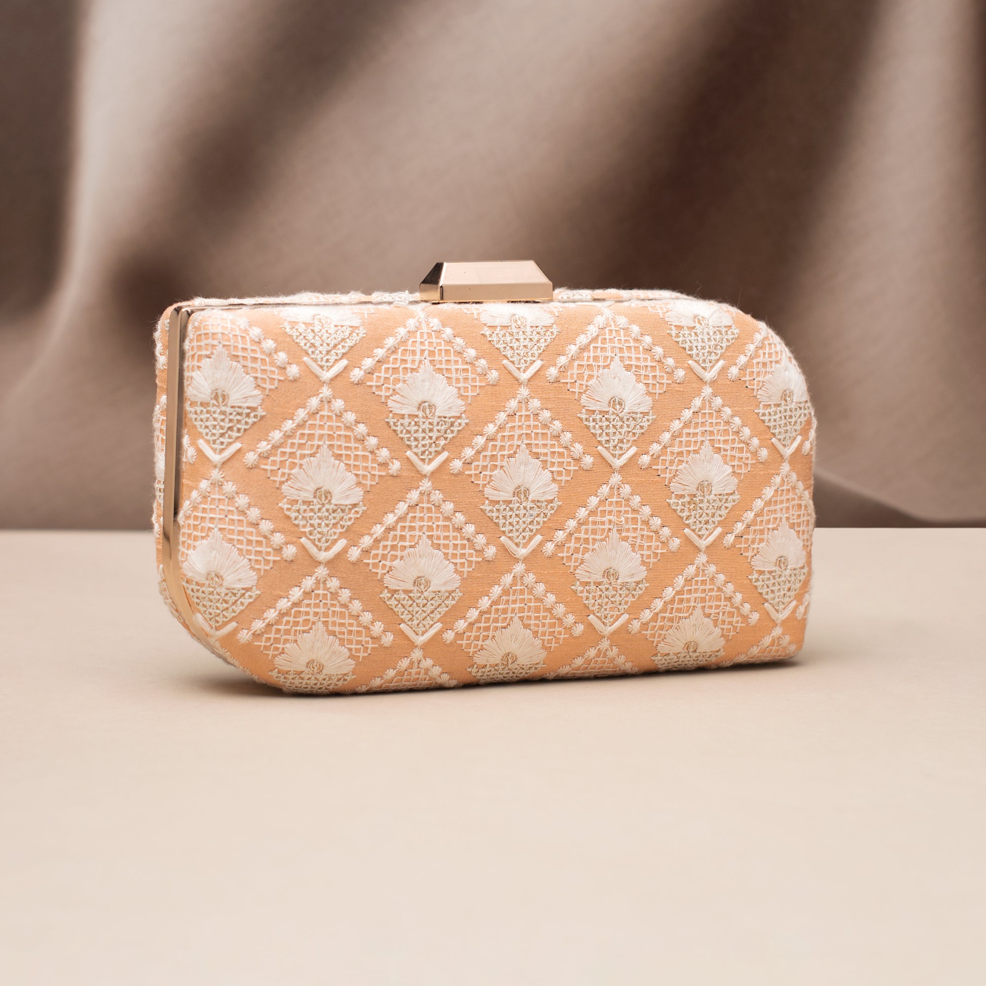 Artklim Golden Petal Embroidered Clutch