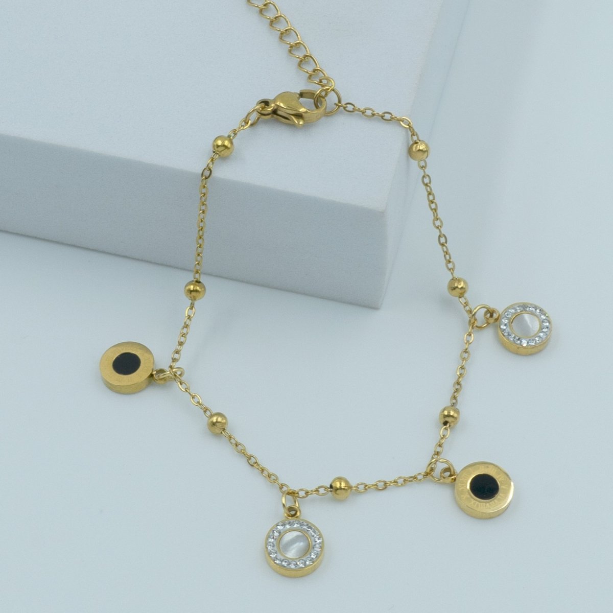 Artklim Round Roman Numerals Charms Bracelet