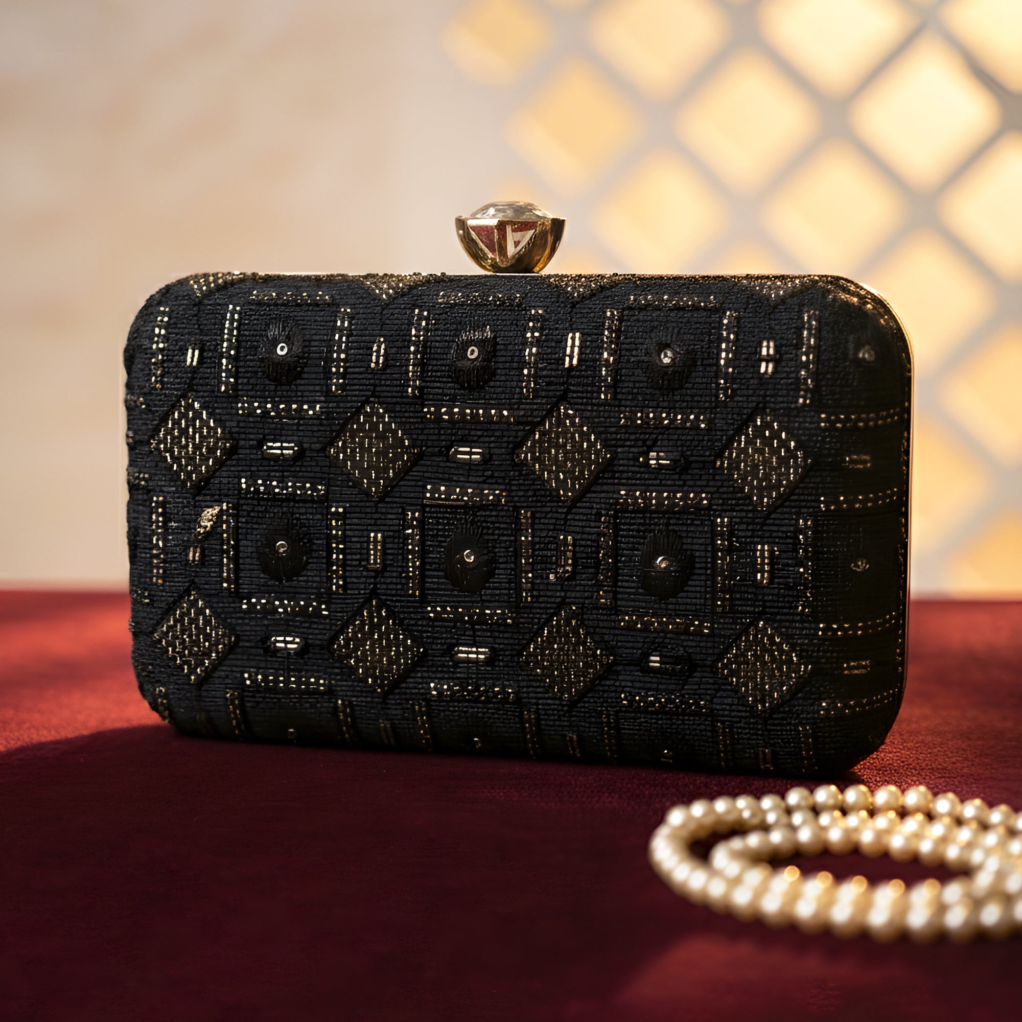 Artklim Textured Glamour Embroidery Clutch