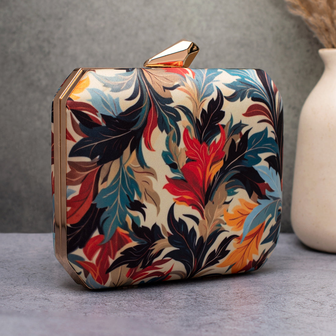 Artklim Multi - Color Floral Pattern Printed Clutch