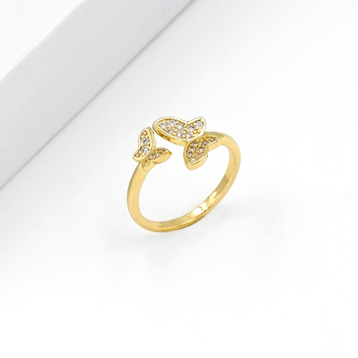 Artklim Studded Butterfly Shaped Gold Plated Ring
