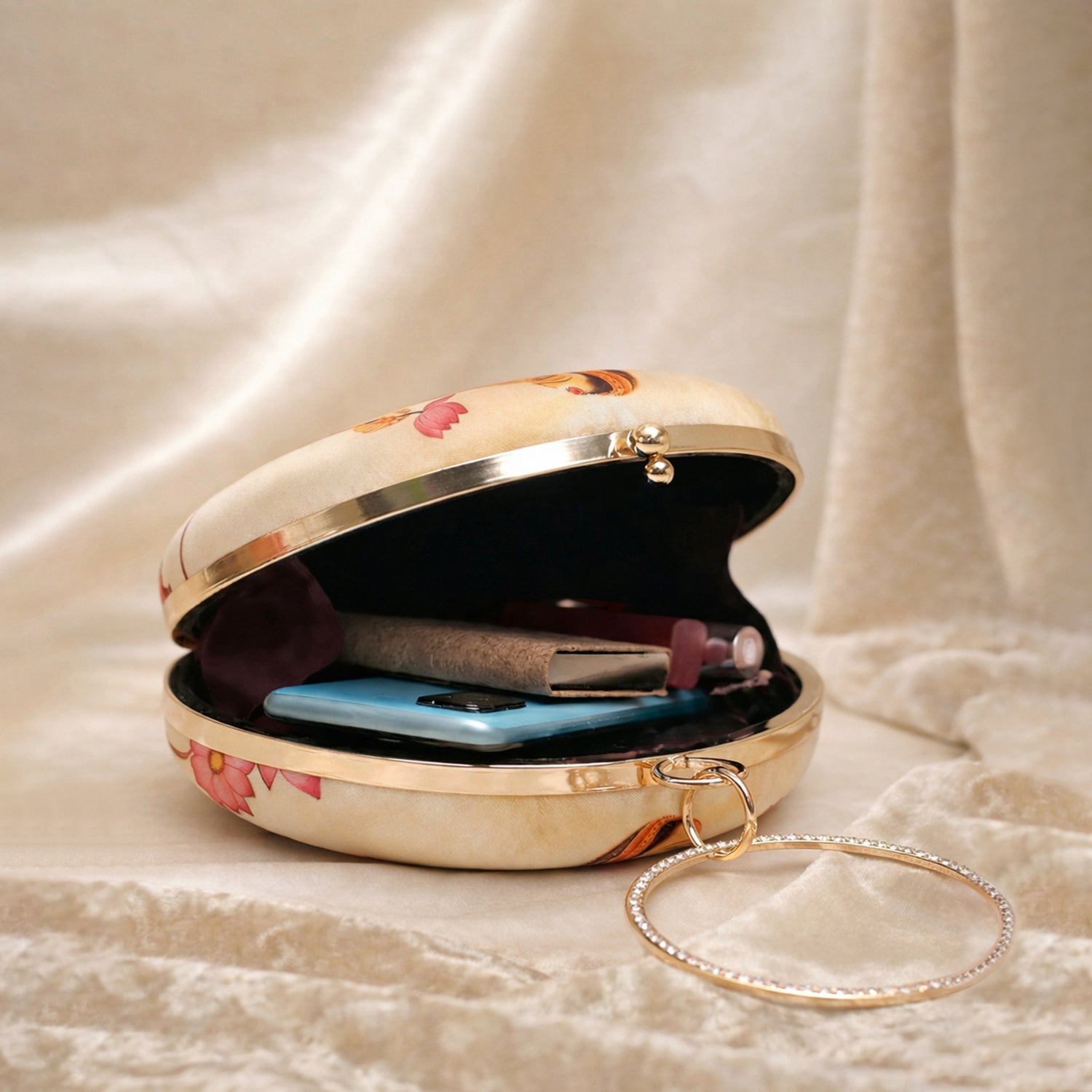 Mughal Women Printed Round Clutch
