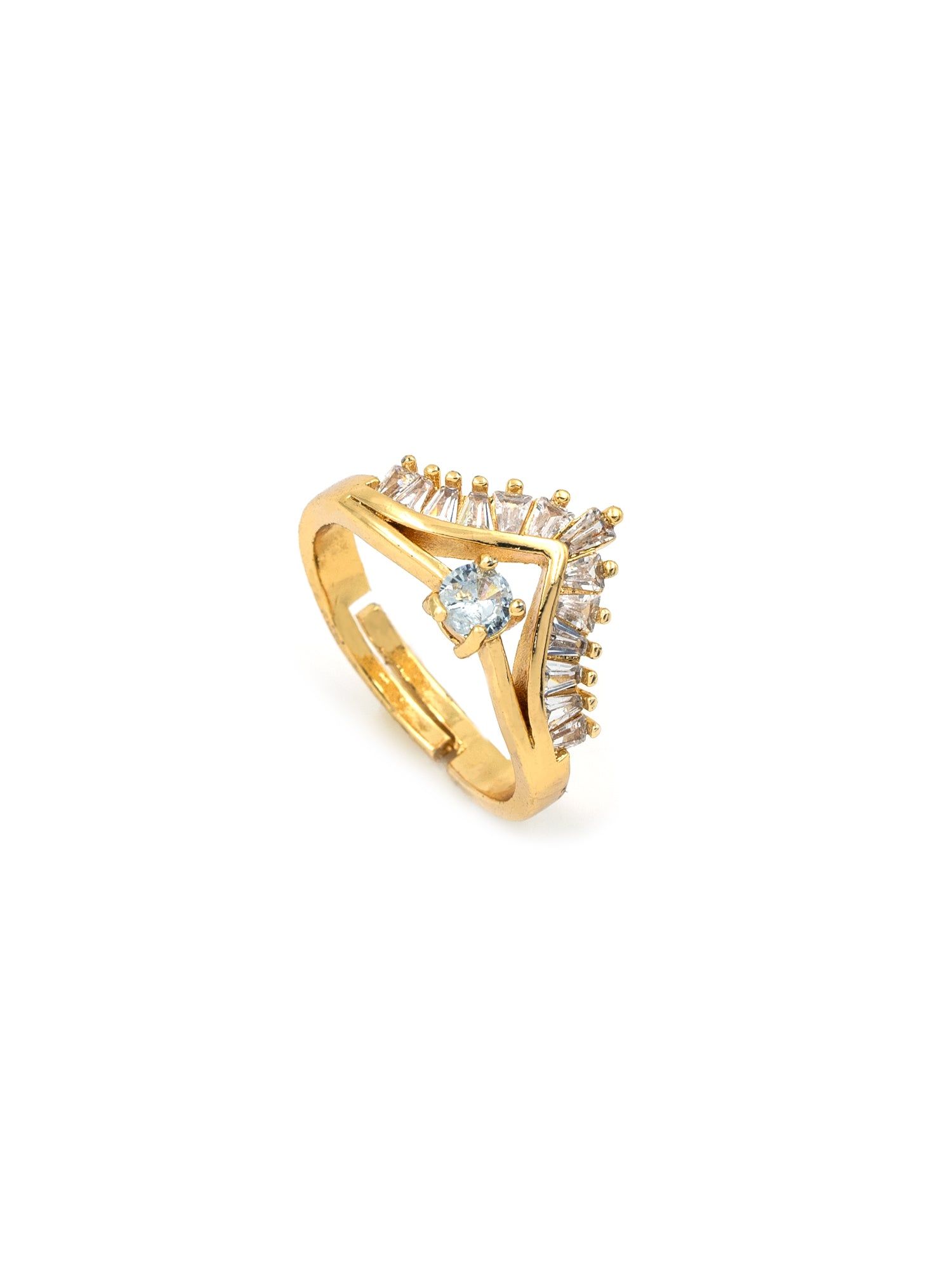 Artklim Gold-Plated Crowned Solitaire Anti-Tarnish Ring