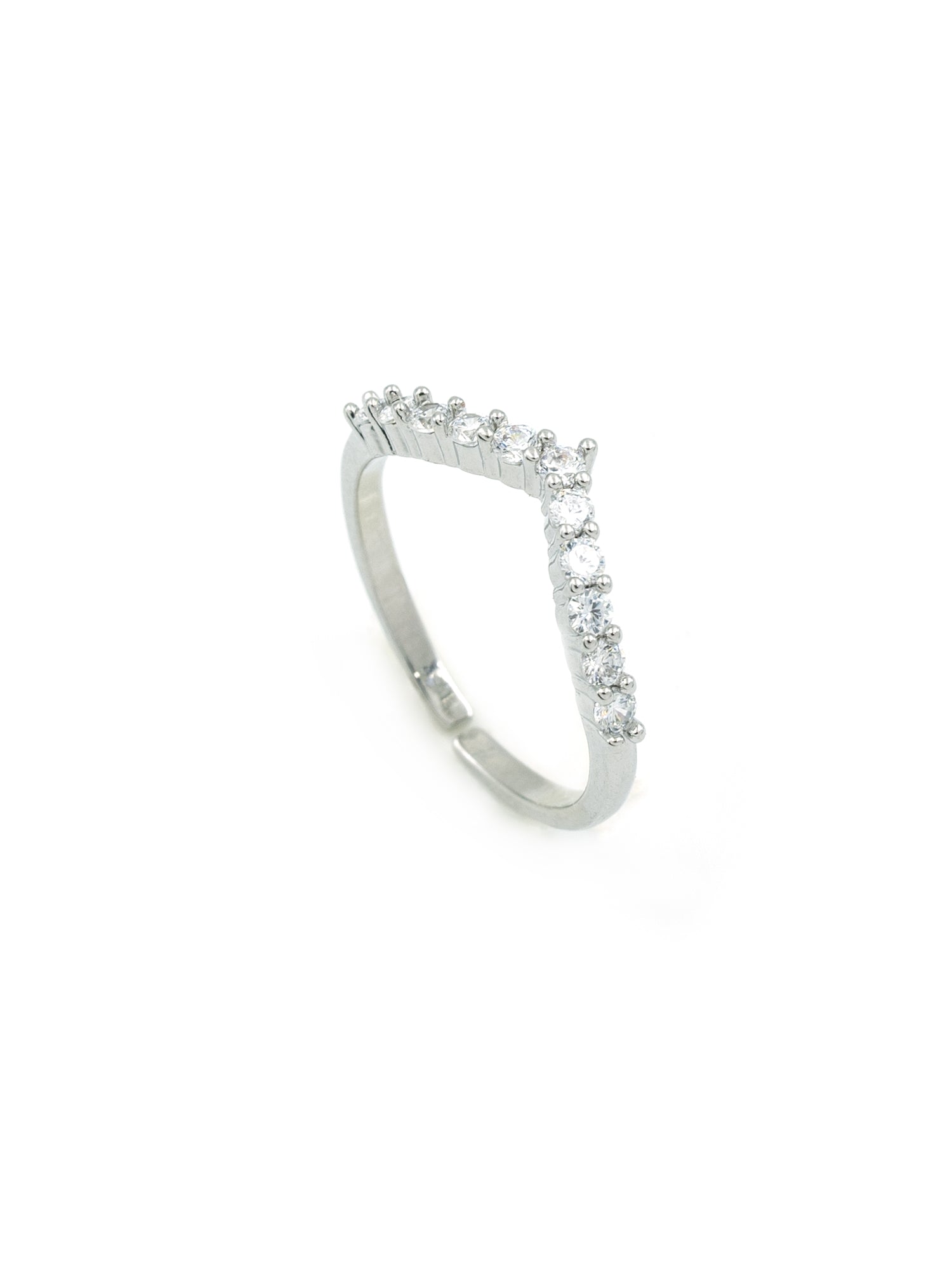 Artklim Sliver- Tone Chevron Spark Anti-Tarnish Ring