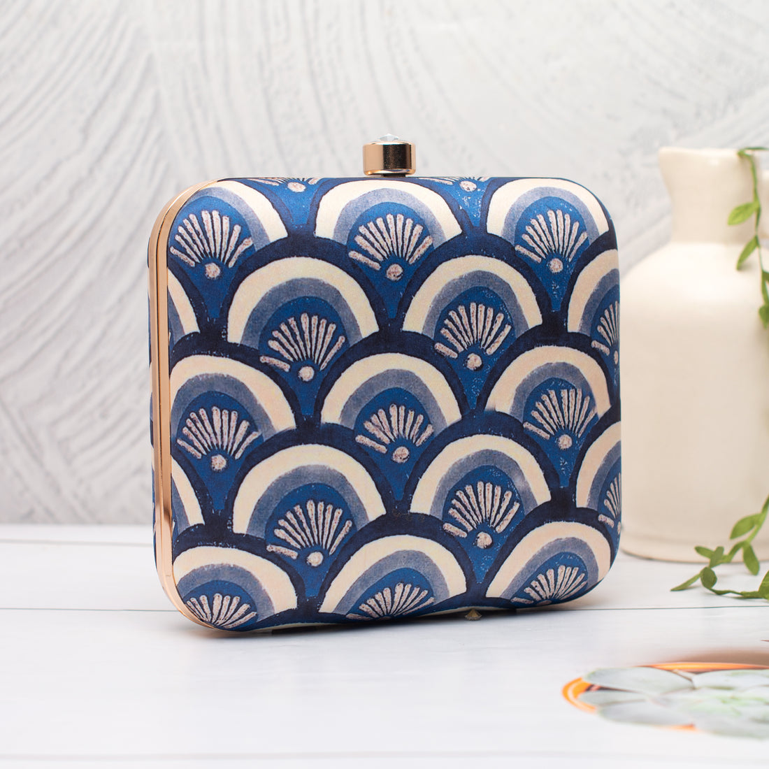 Artklim Blue Indigo waves Printed Clutch