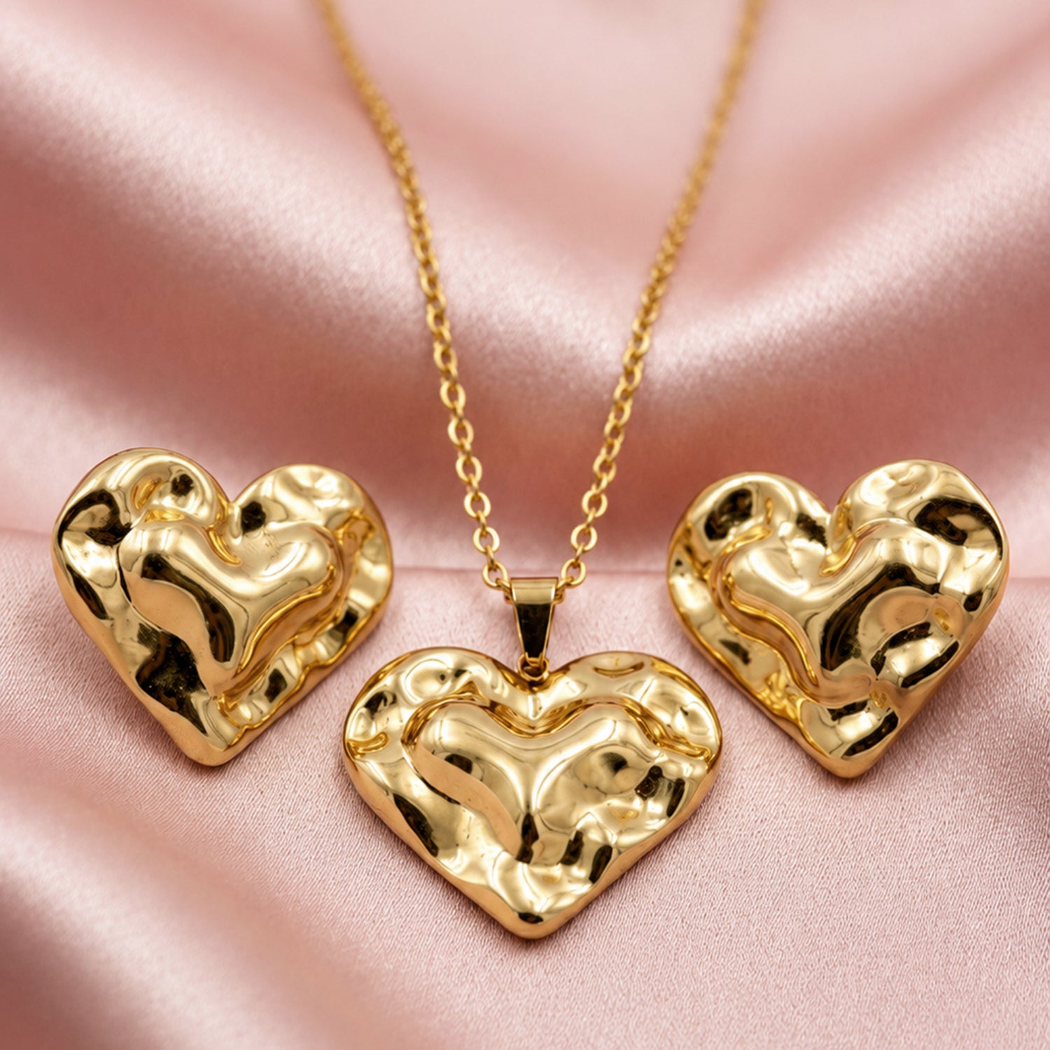 Artklim Molten Heart Statement Anti-Tarnish Pendant Necklace