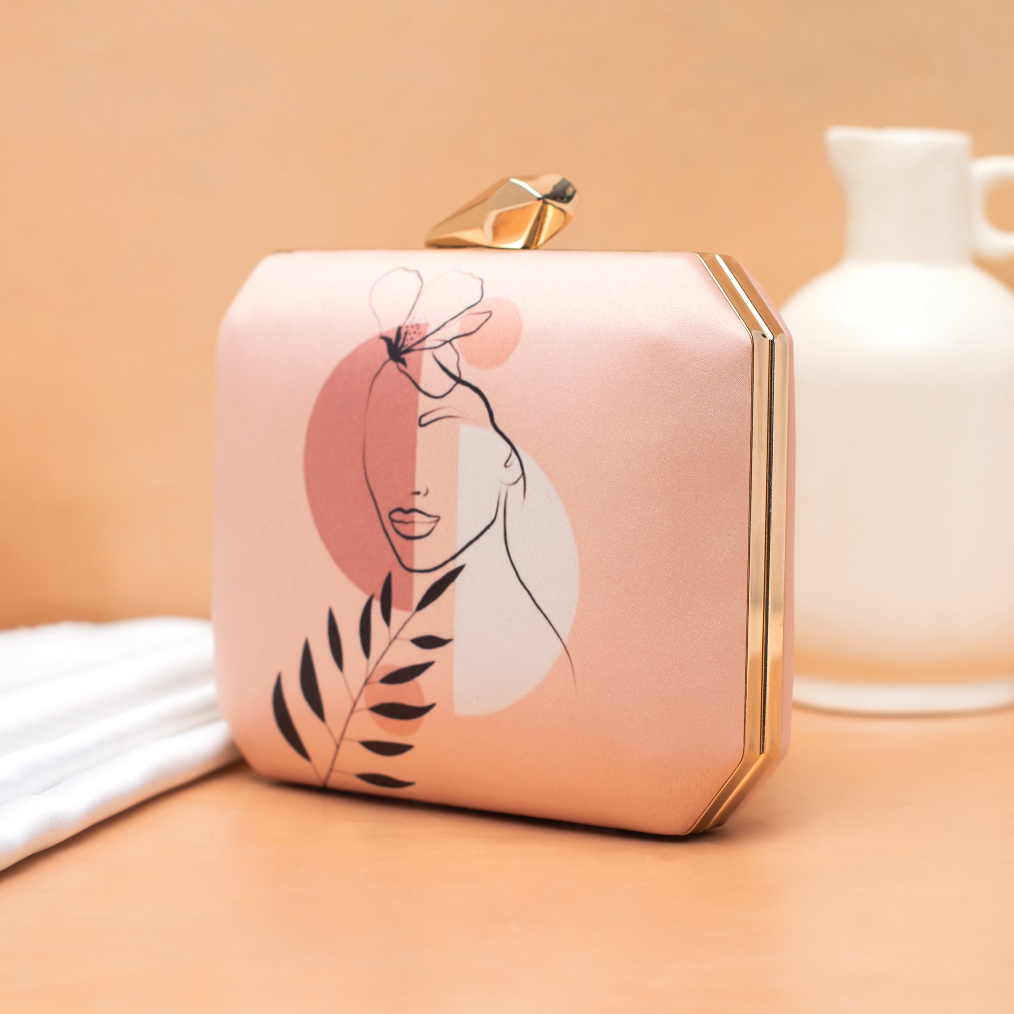 Artklim Blush Outline Floral Printed Clutch