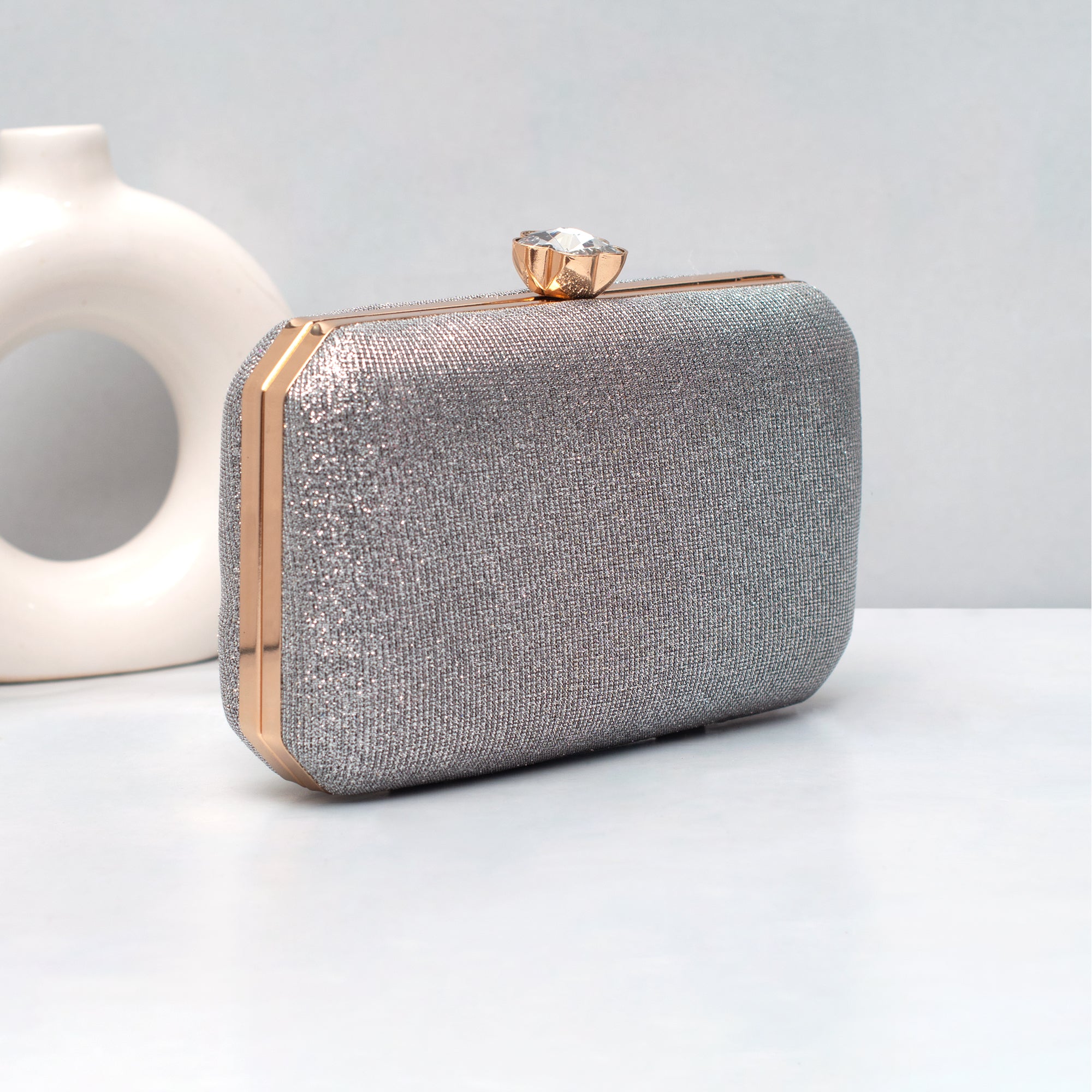 Artklim Silver Stardust Luxe Embroidered Clutch