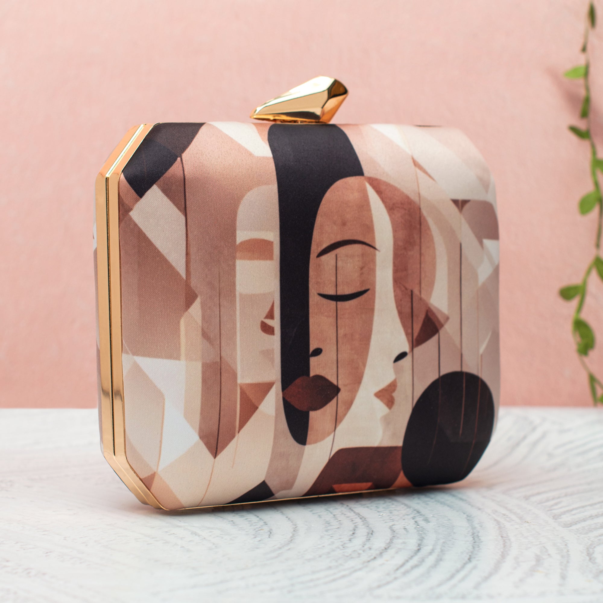 Artklim Abstract Face Art Printed Clutch