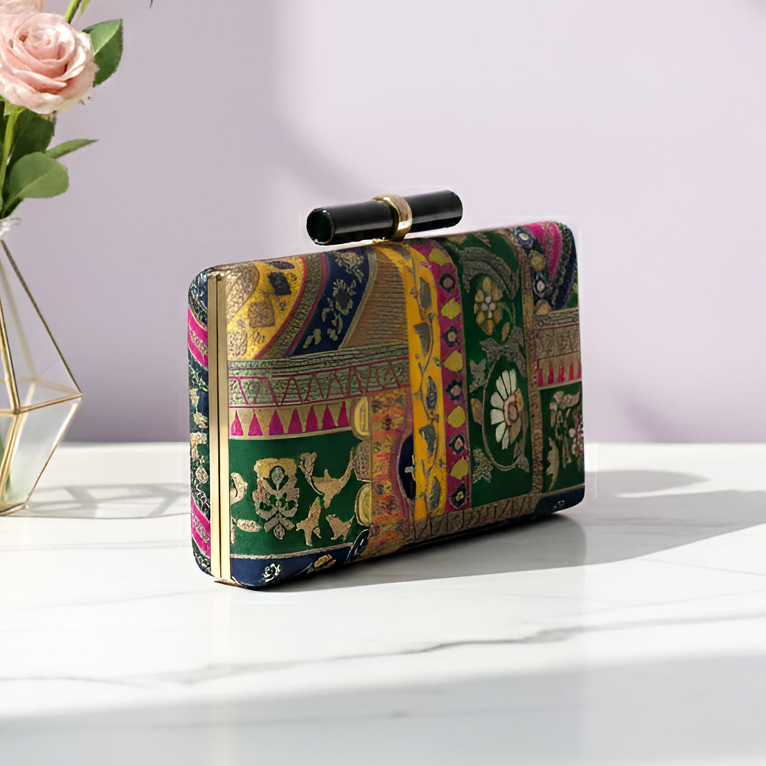 Artklim Artistic Multicolour Traditional Embroidered Clutch