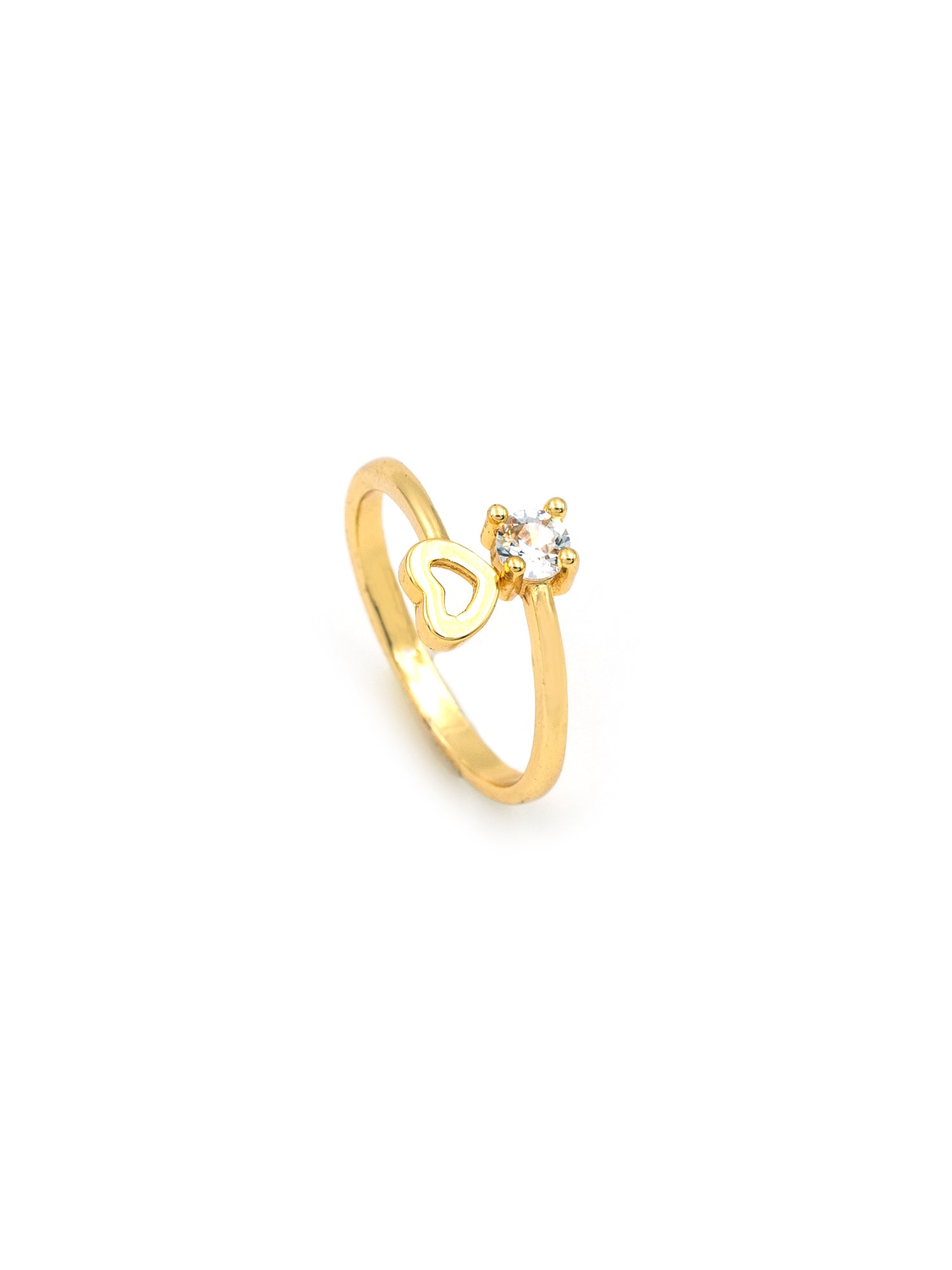 Artklim Gold-Plated Heart Solitaire Anti-Tarnish Ring