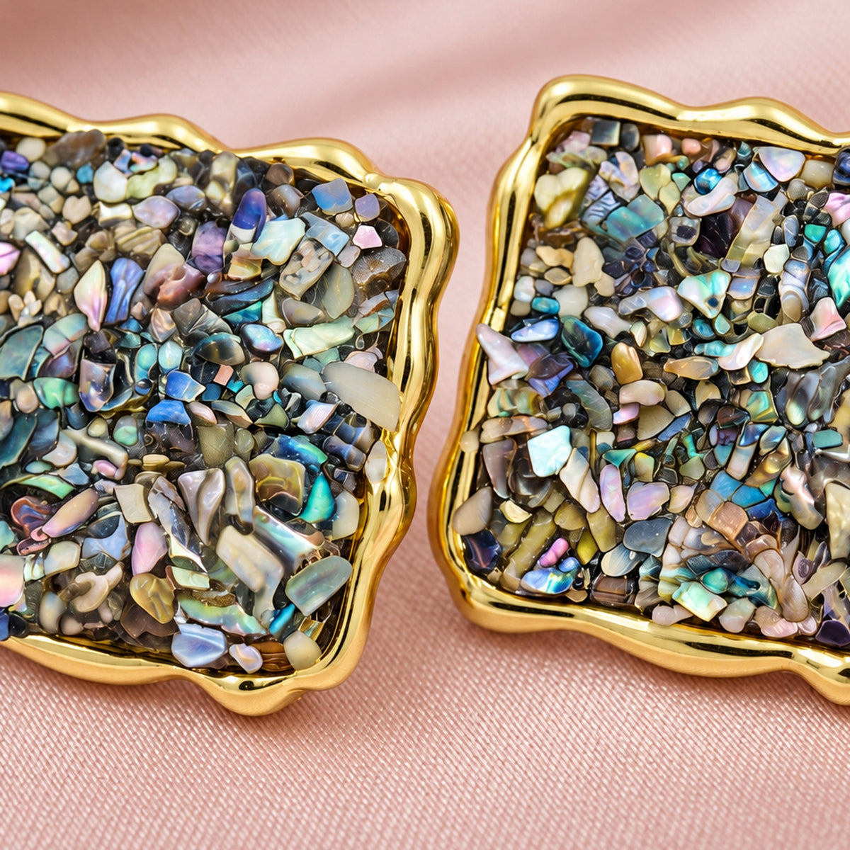 Artklim Elegant Multicolor Mosaic Gold-Tone Anti-Tarnish Earring